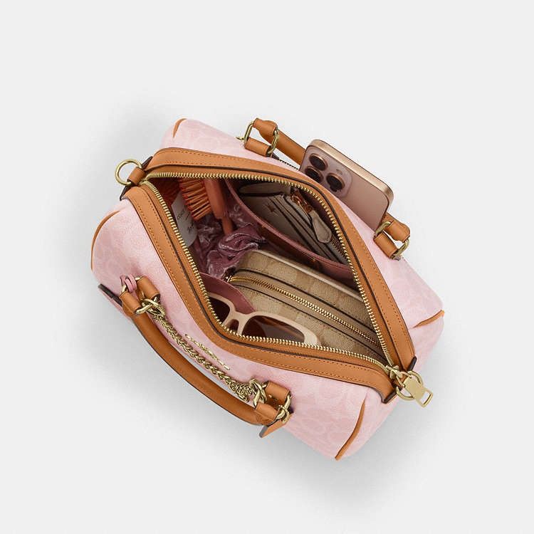 Coach Coach Rowan Satchel Bag Signature Powder Pink CEA18 Size ONE SIZE - 16 Thumbnail