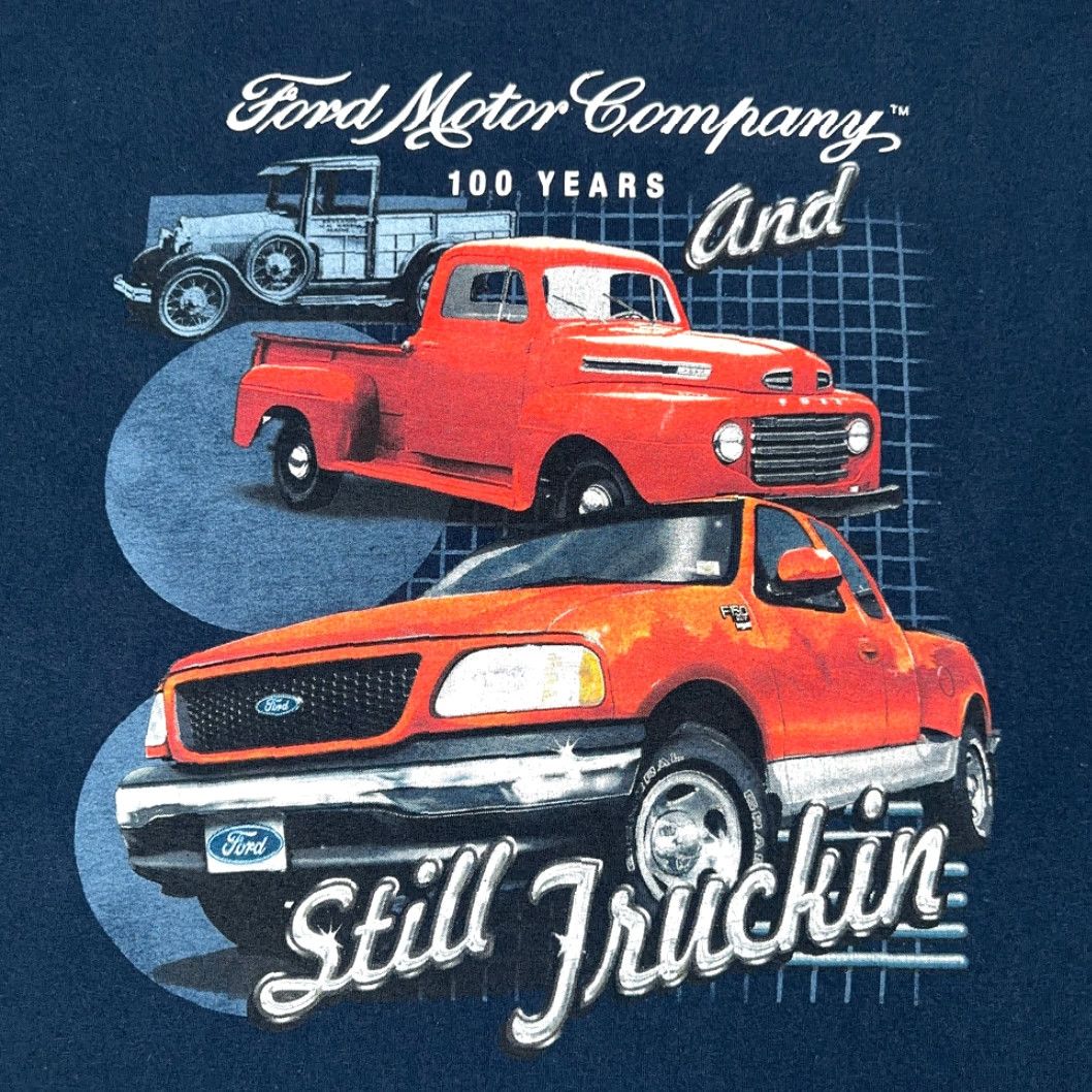 AAA VINTAGE Ford Shirt Adult 2XL Blue 100 Years Still Truckin F150 Car Promo Y2K Shirt Mens 2XL Blue 90s Cars Retro Transport Size US XXL / EU 58 / 5 - 4 Thumbnail