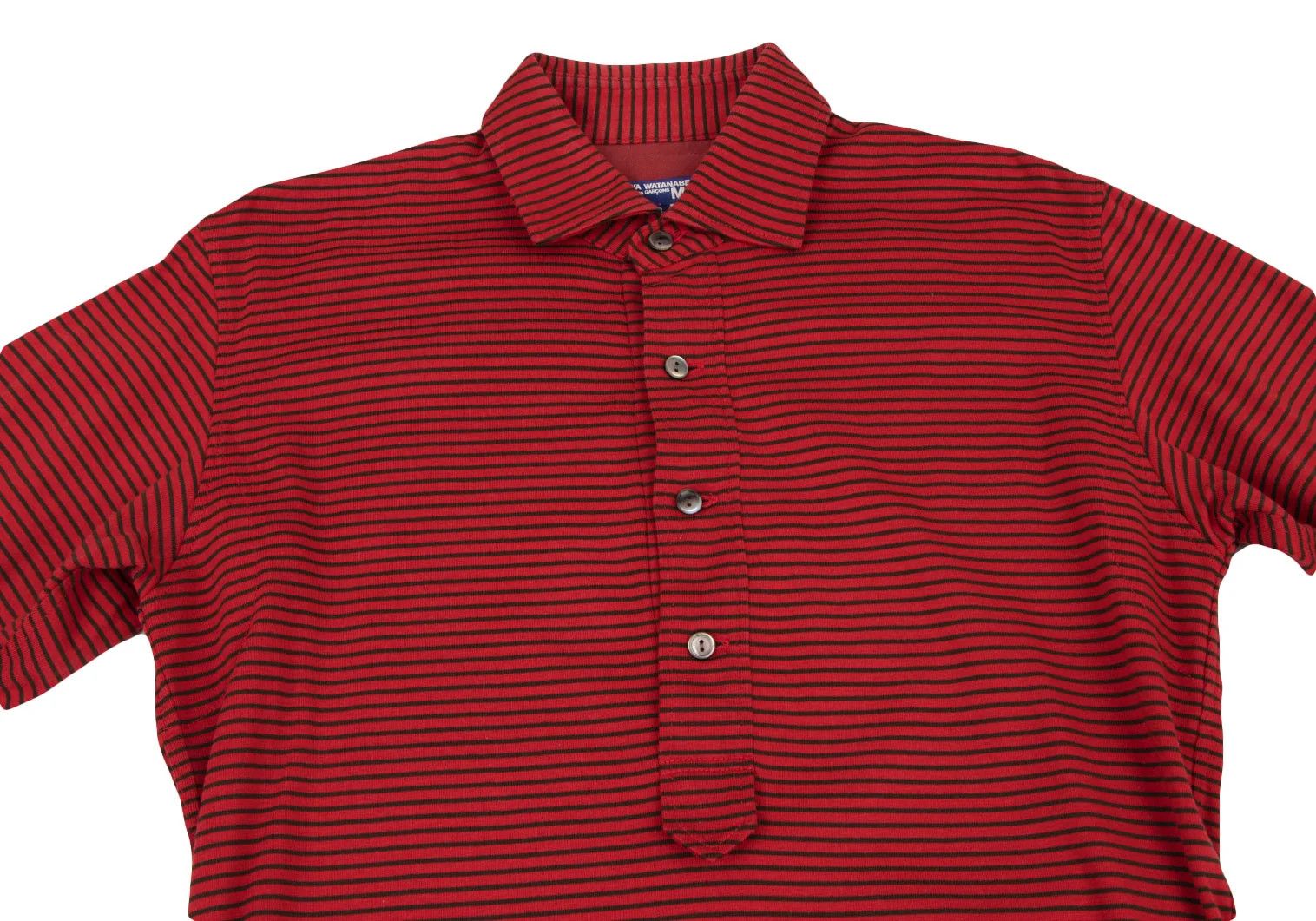 Junya Watanabe Elbow Patch Stripe Polo Shirt in Red and Black, Size S Size US S / EU 44-46 / 1 - 2 Thumbnail