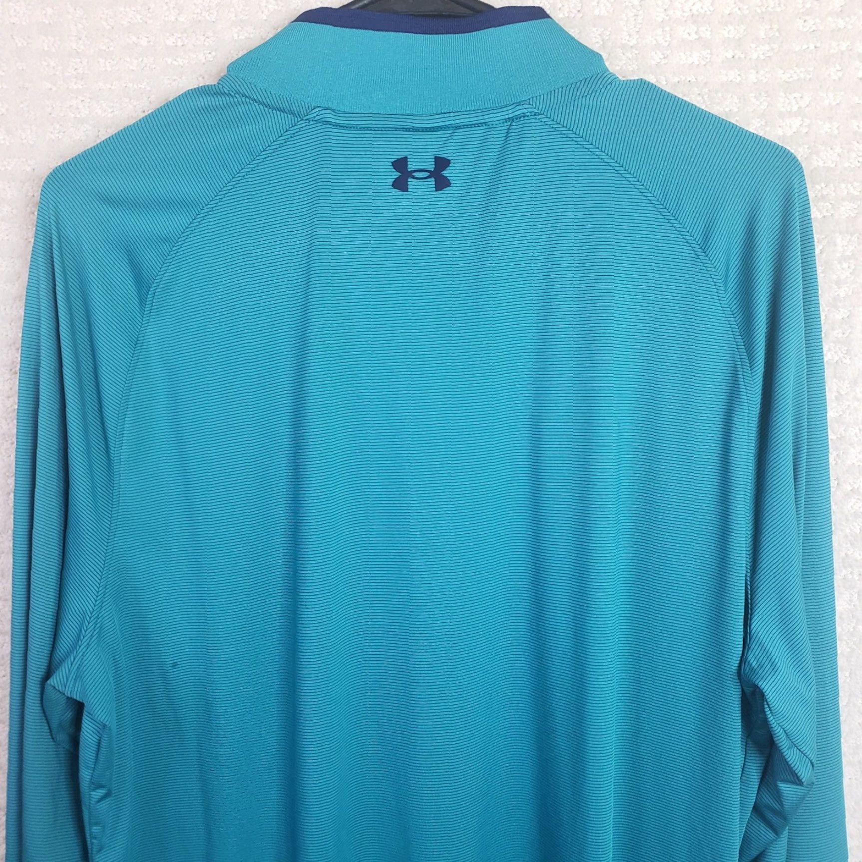 Under Armour UNDER ARMOUR Men L Teal Striped 1/4 Zip Loose Fit Pullover Jacket Breathable Threadborne Size US L / EU 52-54 / 3 - 6 Thumbnail