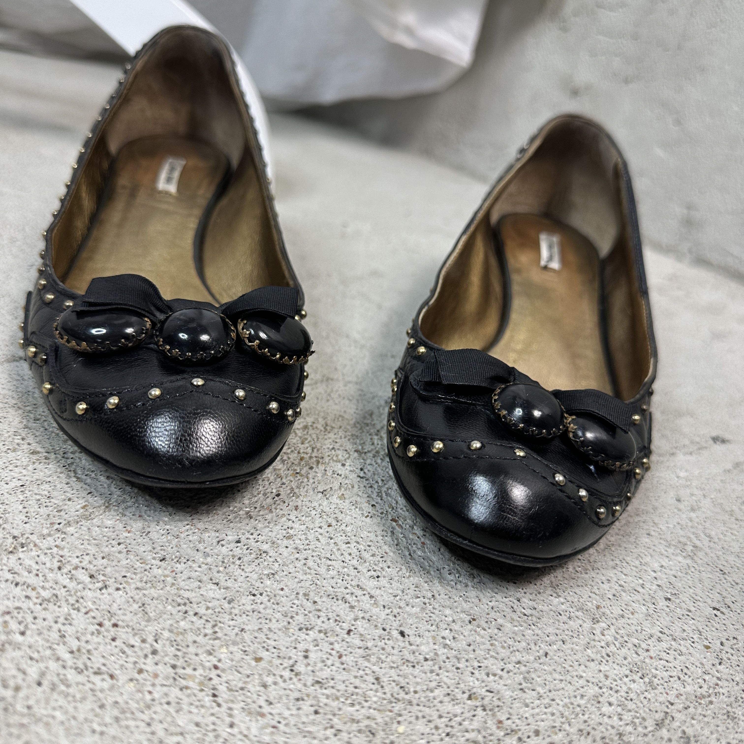 Miu Miu × Vintage Vintage Avant Garde Leather Miu Miu Studded 00s Heels Size US 5 / IT 35 - 7 Thumbnail