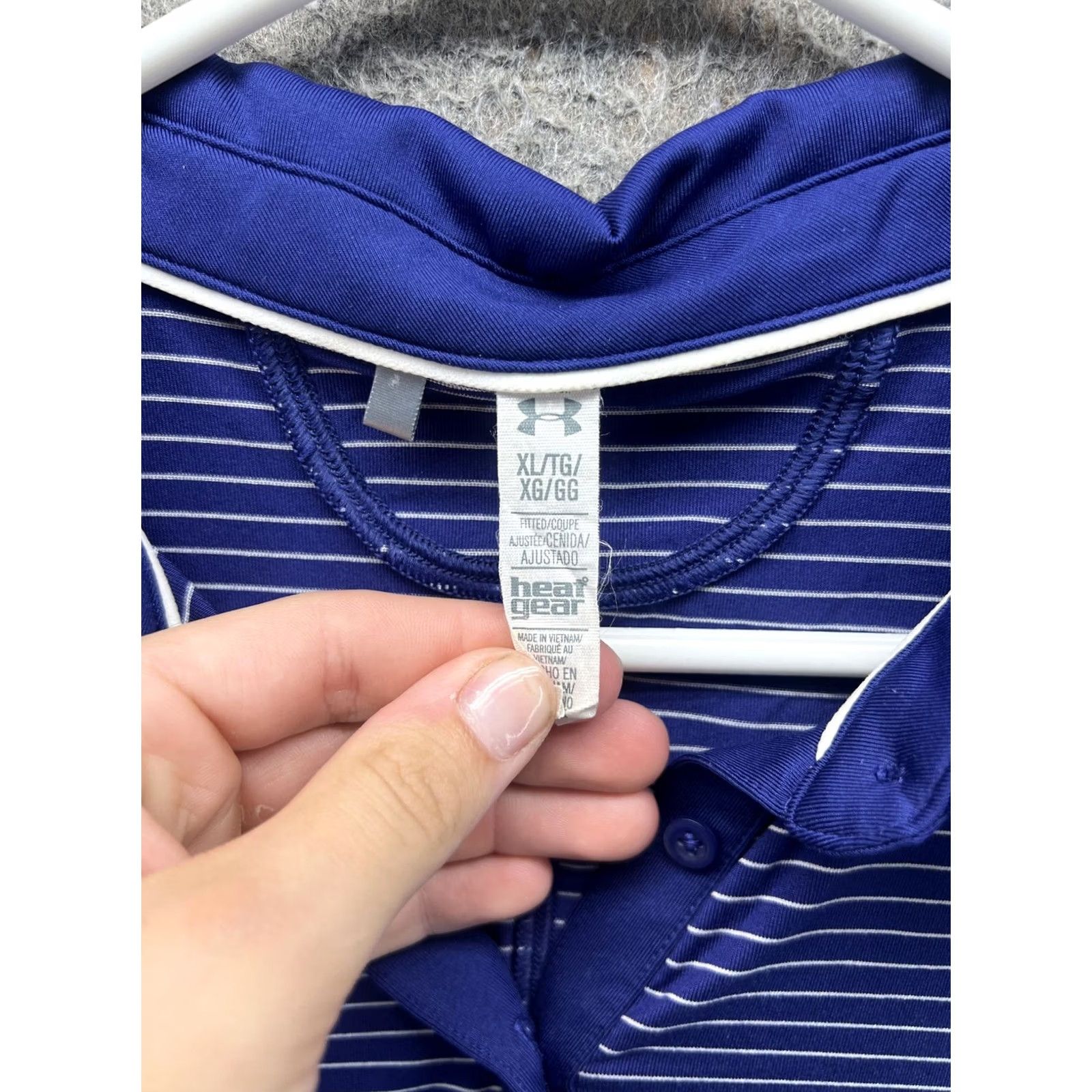 Under Armour Under Armour Polo Shirt Womens XL Blue Stripe HeatGear Sleeveless Golf Top Size XL / US 12-14 / IT 48-50 - 2 Thumbnail