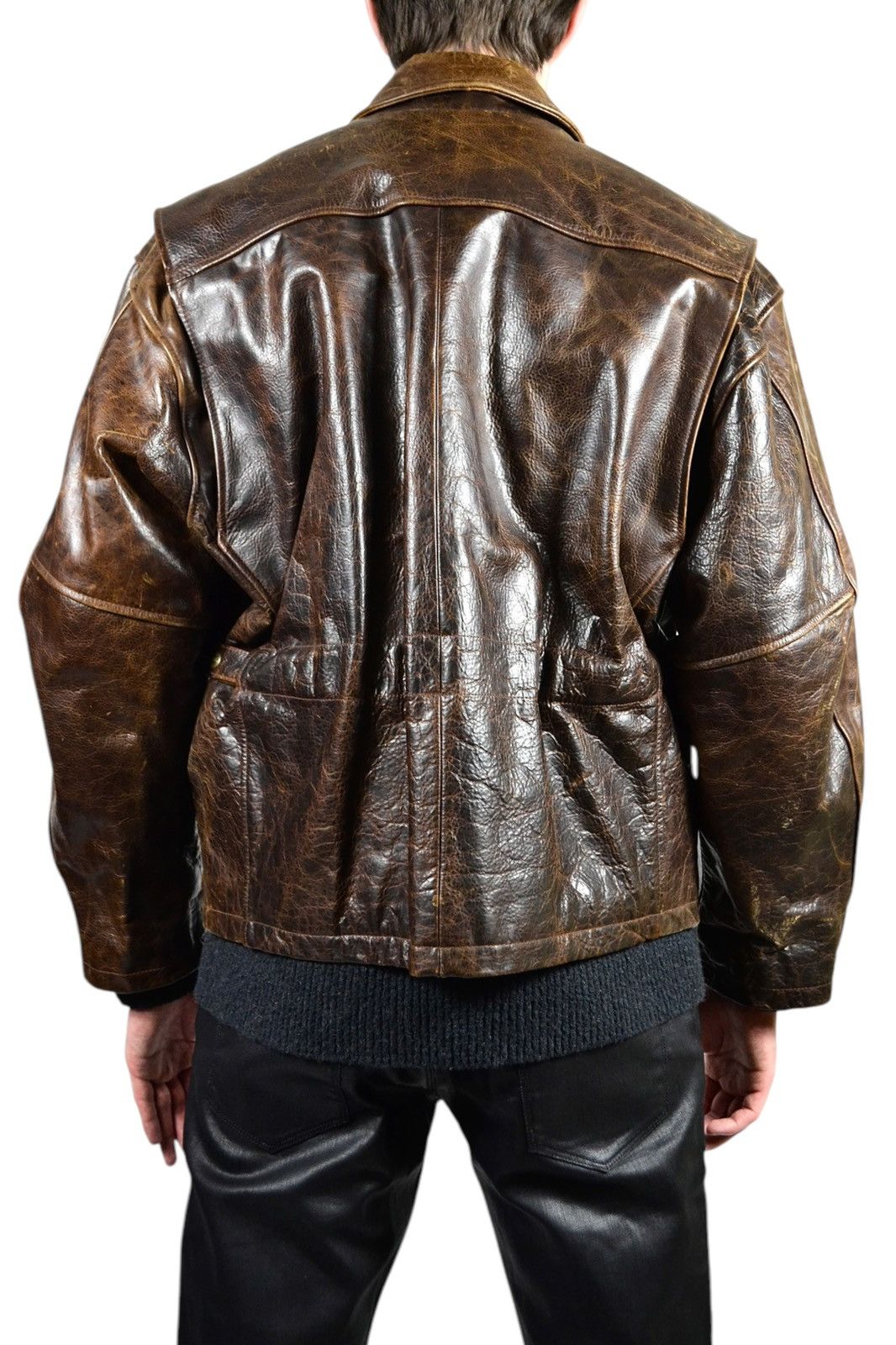 Avirex 90s Vintage Redskins B32 Leather Military Bomber Jacket Size US XL / EU 56 / 4 - 6 Thumbnail