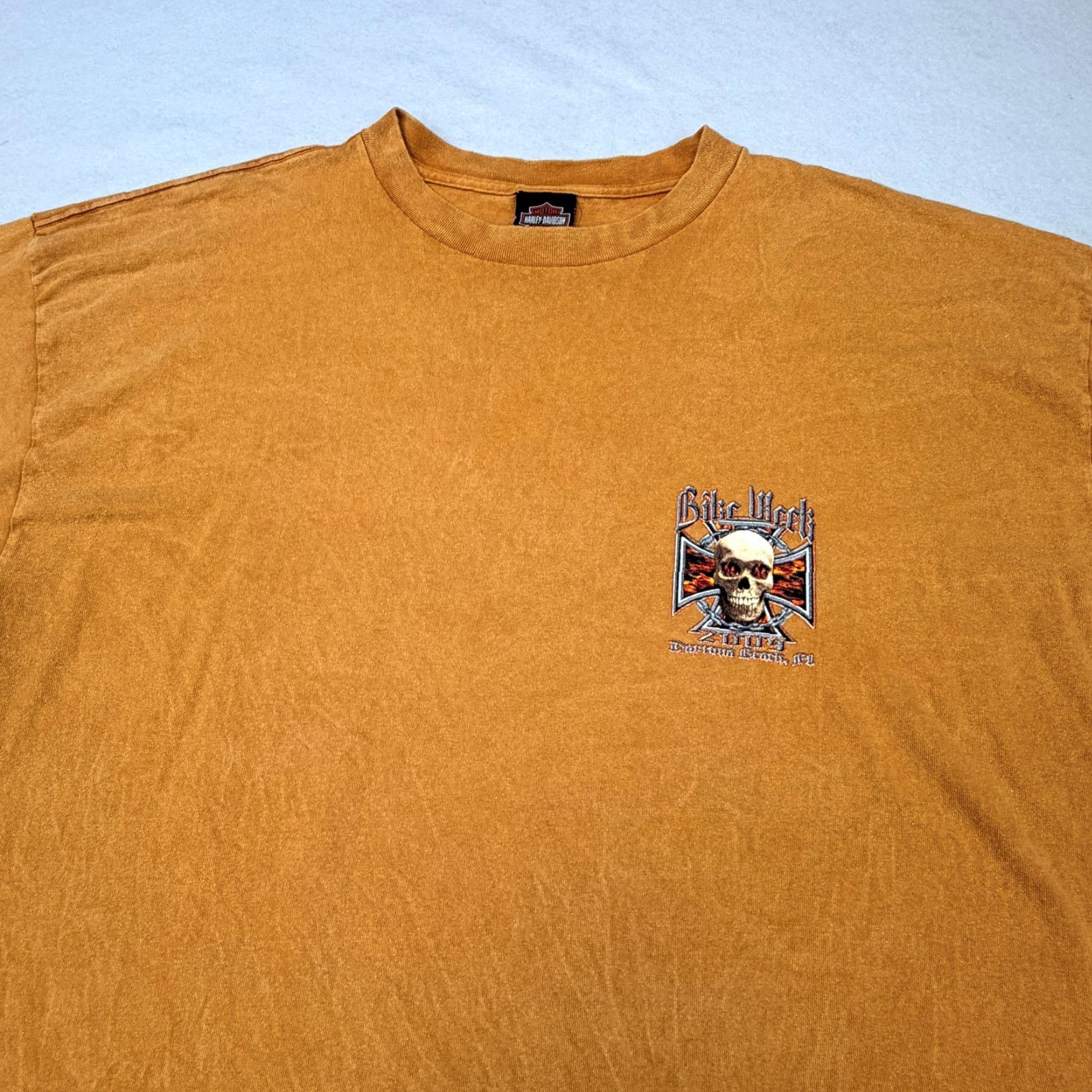 Harley Davidson Harley-Davidson Bike Week Shirt Mens 3XL Orange Skull Daytona Beach 2009 Tee Size US XXL / EU 58 / 5 - 3 Thumbnail