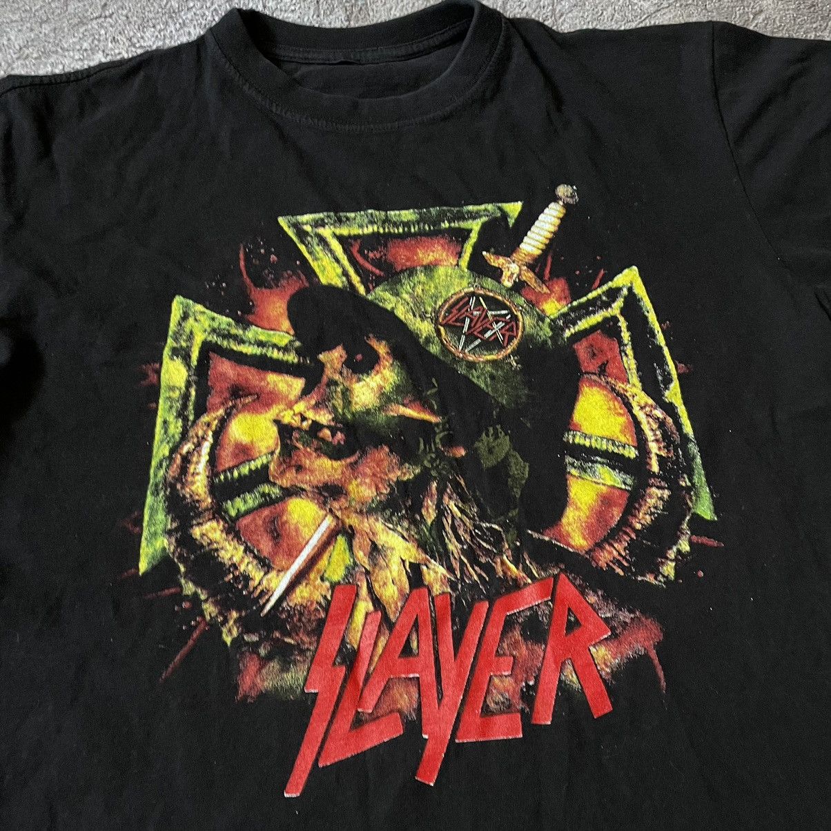 Vintage Vintage 90s Slayer Graphic Tee Thrashed Grunge Cropped M Size US M / EU 48-50 / 2 - 5 Thumbnail