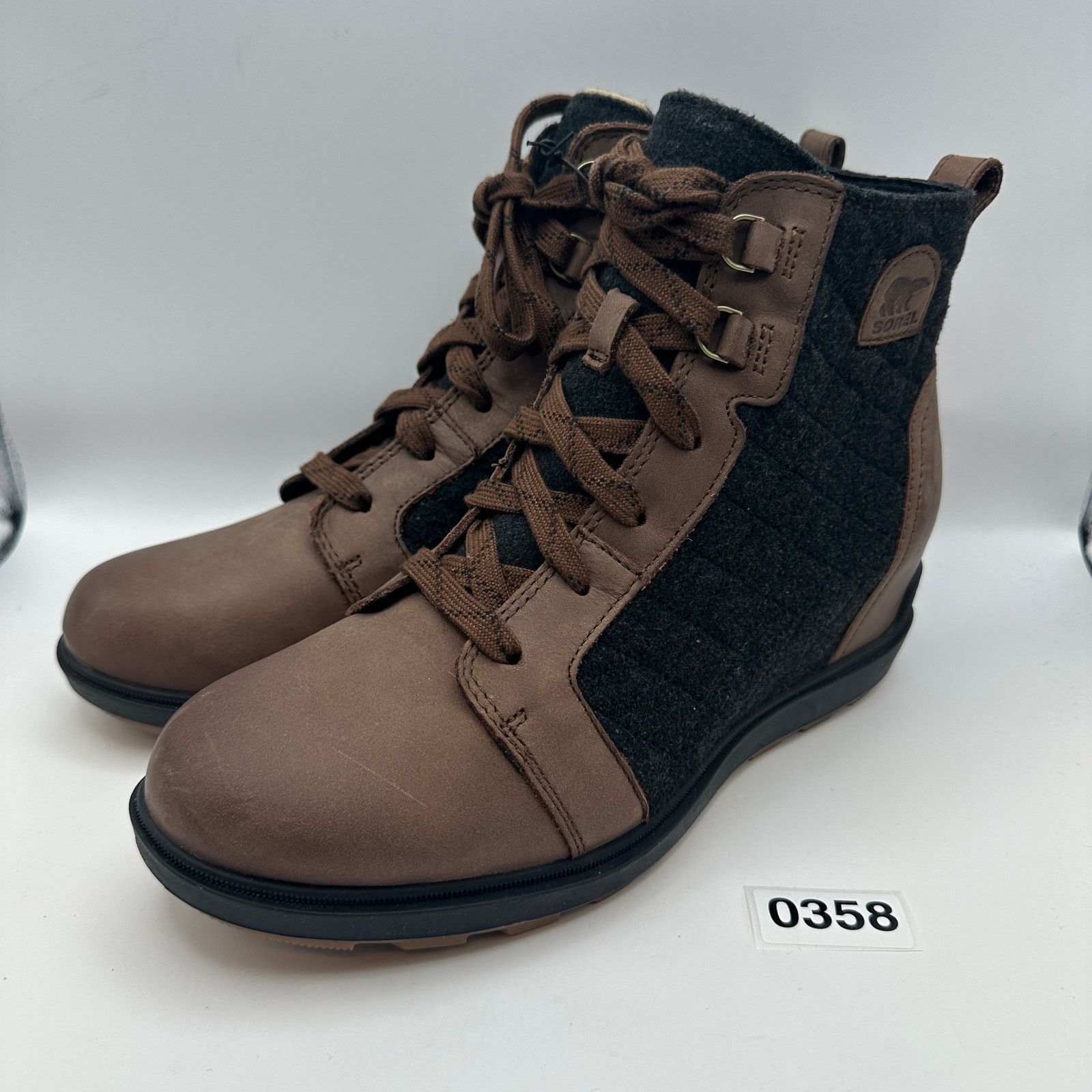 SOREL SOREL Women's 11 Evie II Lace Plus WP Tobacco/Black Boots Size US 11 / IT 41 - 1 Thumbnail
