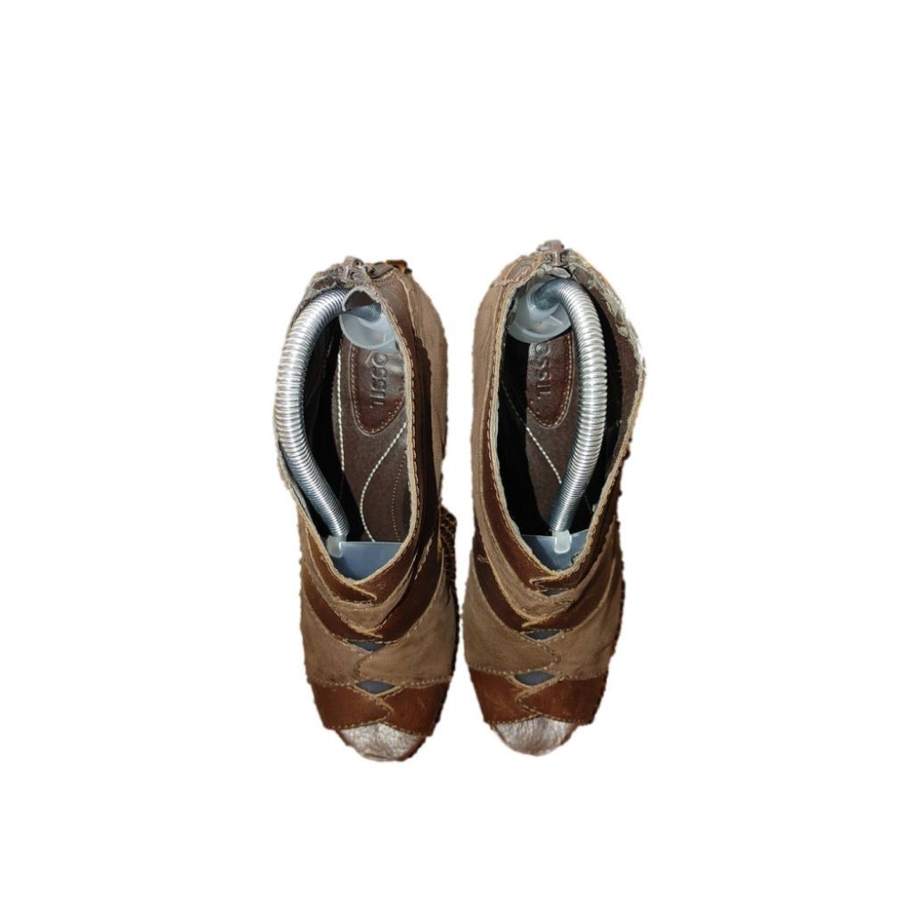 Fossil Fossil Bobbi Leather Peep Toe Booties Size 8.5 Size US 8.5 / IT 38.5 - 3 Thumbnail