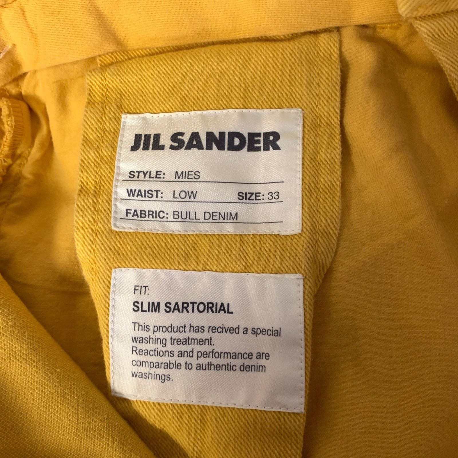 Jil Sander JIL SANDER Size 33 Yellow Cotton Denim Pants Size US 33 - 4 Thumbnail