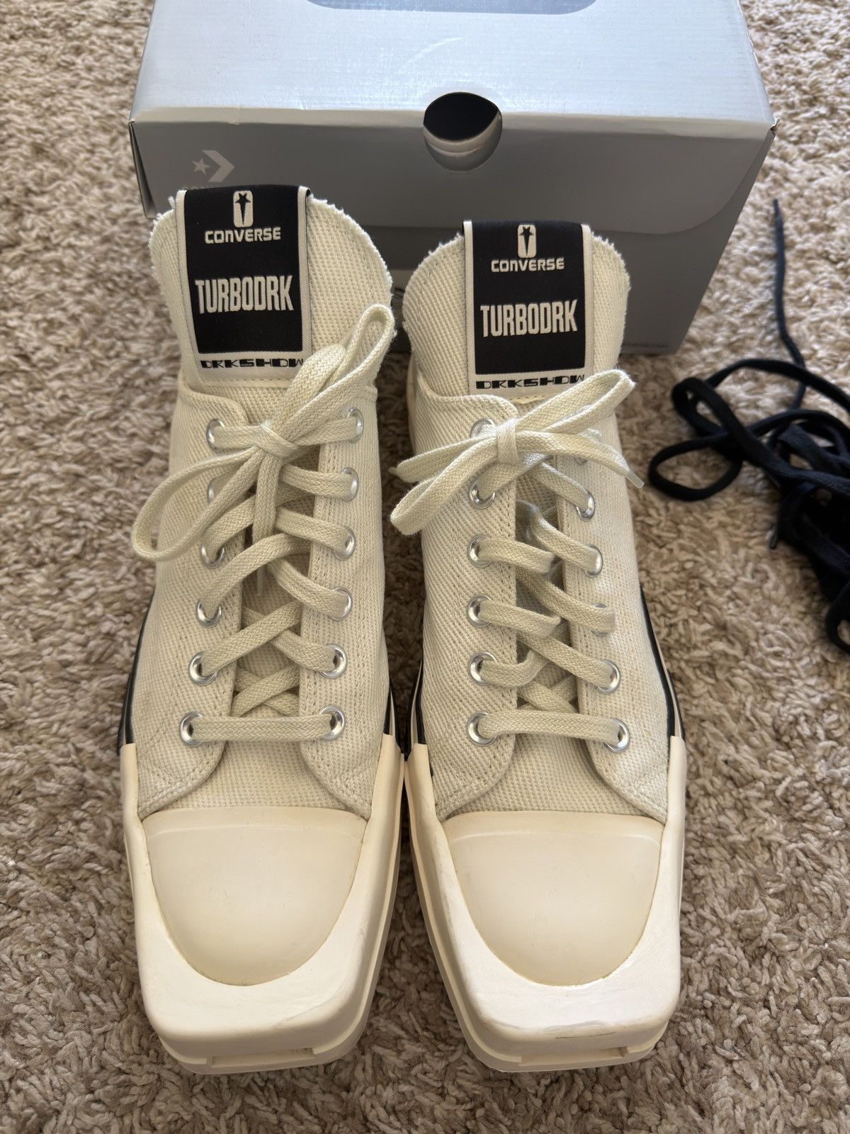 Rick Owens Converse Low White Turbodrk Size US 8.5 / EU 41-42 - 1 Thumbnail