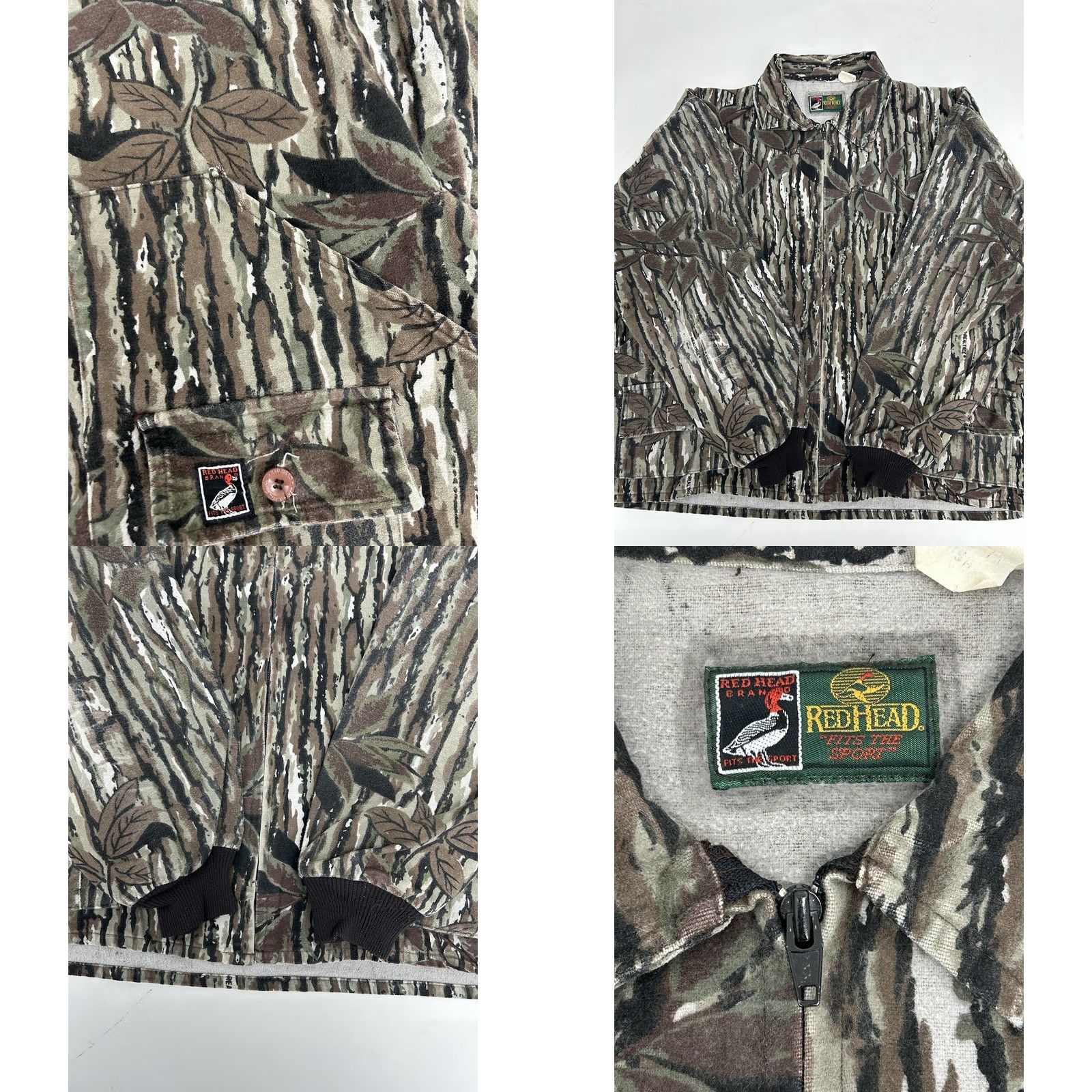 Realtree VINTAGE Realtree Camo Jacket Mens XL 90s Hunting Outdoor Red Head USA Treebark Zip Cotton Size US XL / EU 56 / 4 - 9 Thumbnail