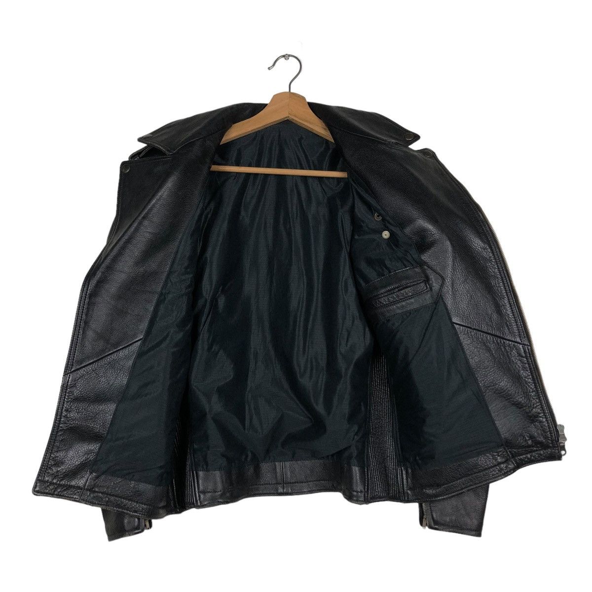 Japanese Brand 🔥VINTAGE LEATHER JACKET BIKER DOUBLE COLLAR ISSEY MIYAKE Size US M / EU 48-50 / 2 - 16 Thumbnail
