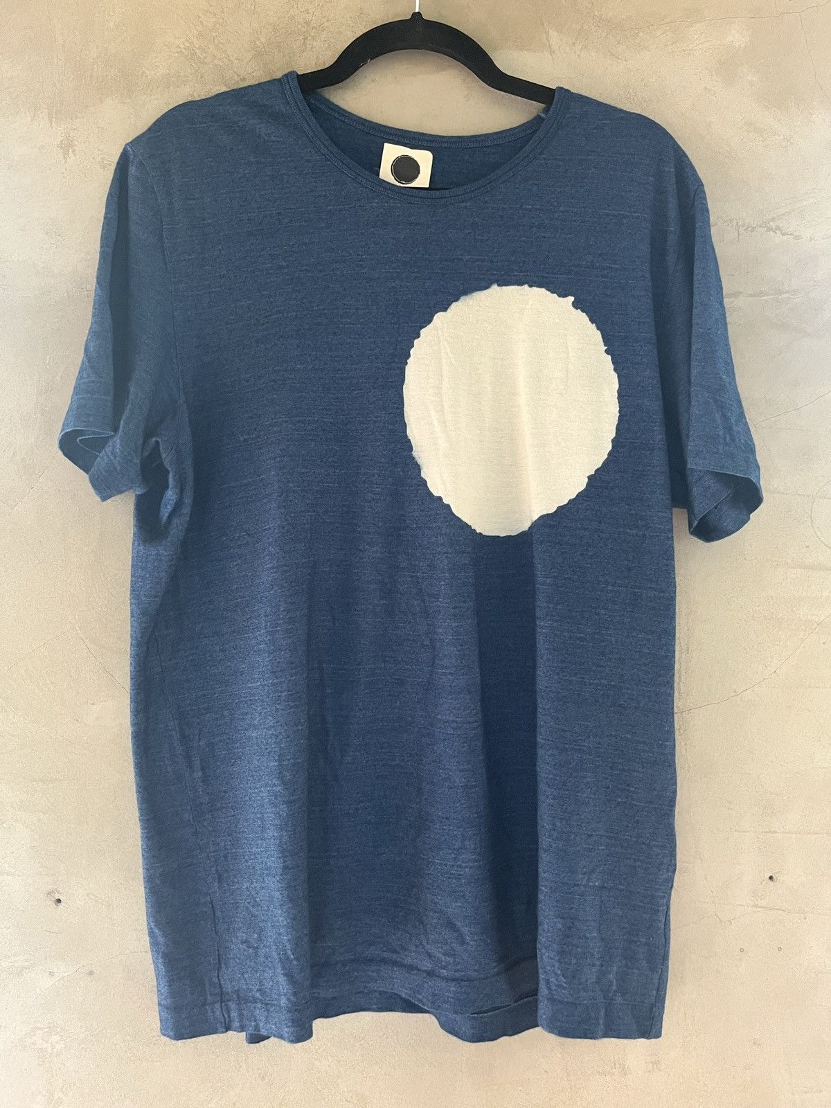 image of Coming Soon x Yohji Yamamoto Soft Blue Dip Dye Circle T-Shirt, Men's (Size Medium)