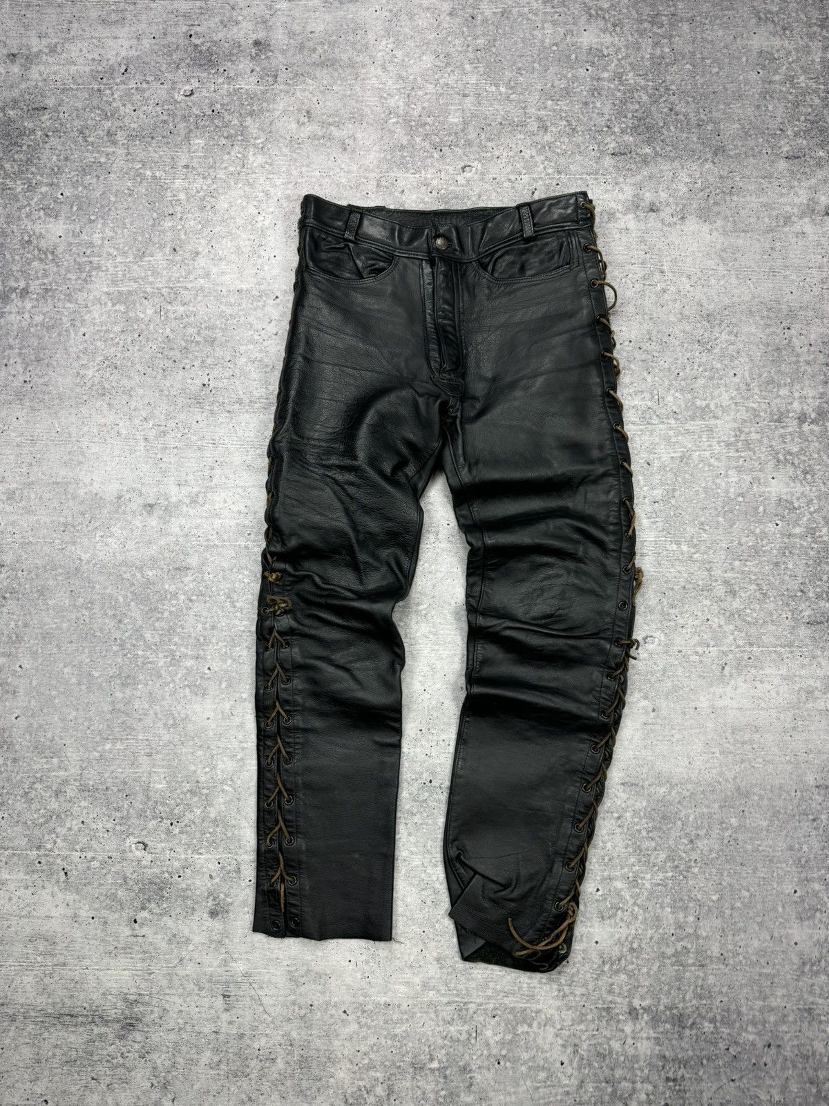 Genuine Leather × Vintage Vintage 90’s Y2K Style Casual Cowboy Genuine Leather Pants Size US 31 - 1 Thumbnail
