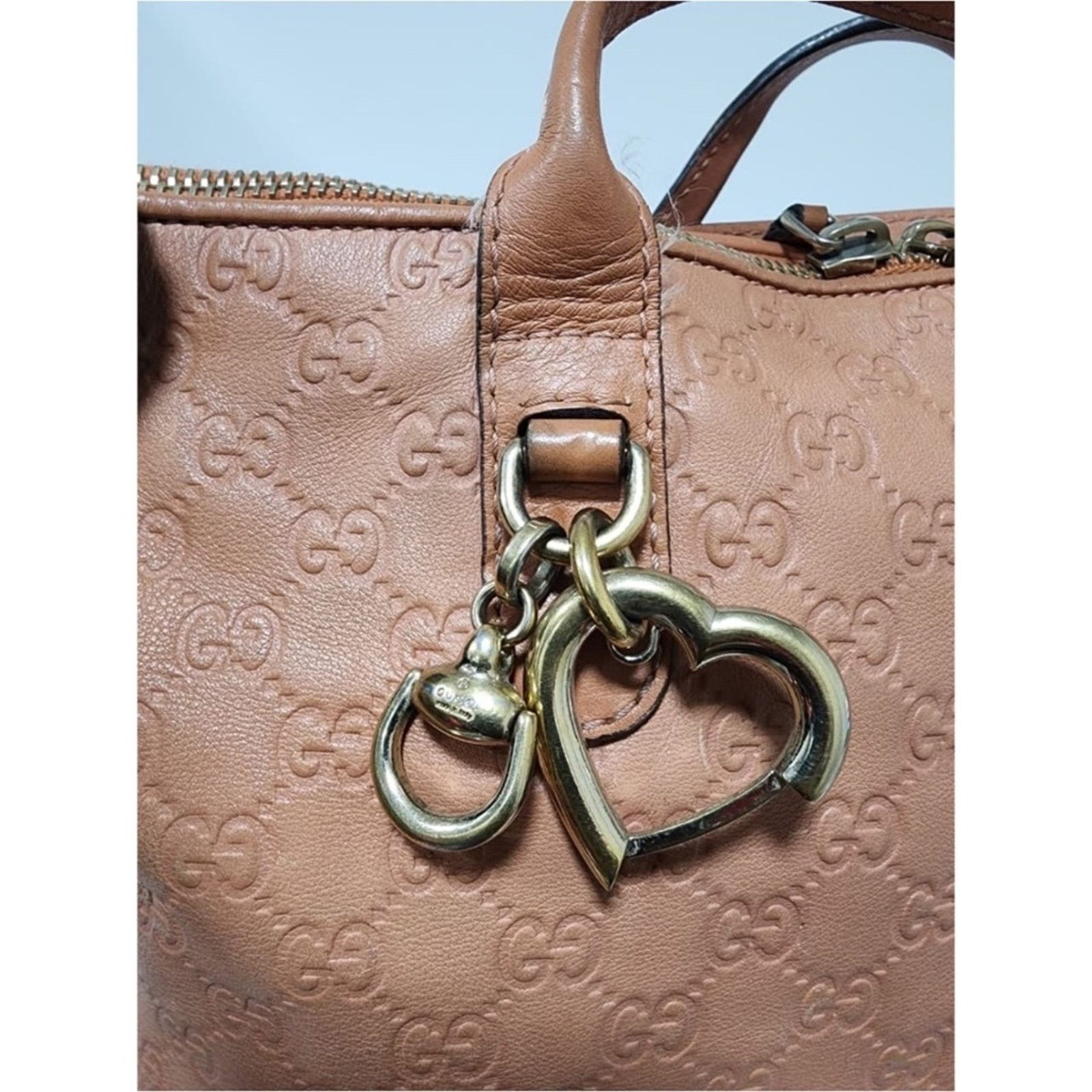 Gucci GUCCI Guccissima L Heart Bit Charm Top Handle Satchel Bag Pe Size ONE SIZE - 12 Thumbnail