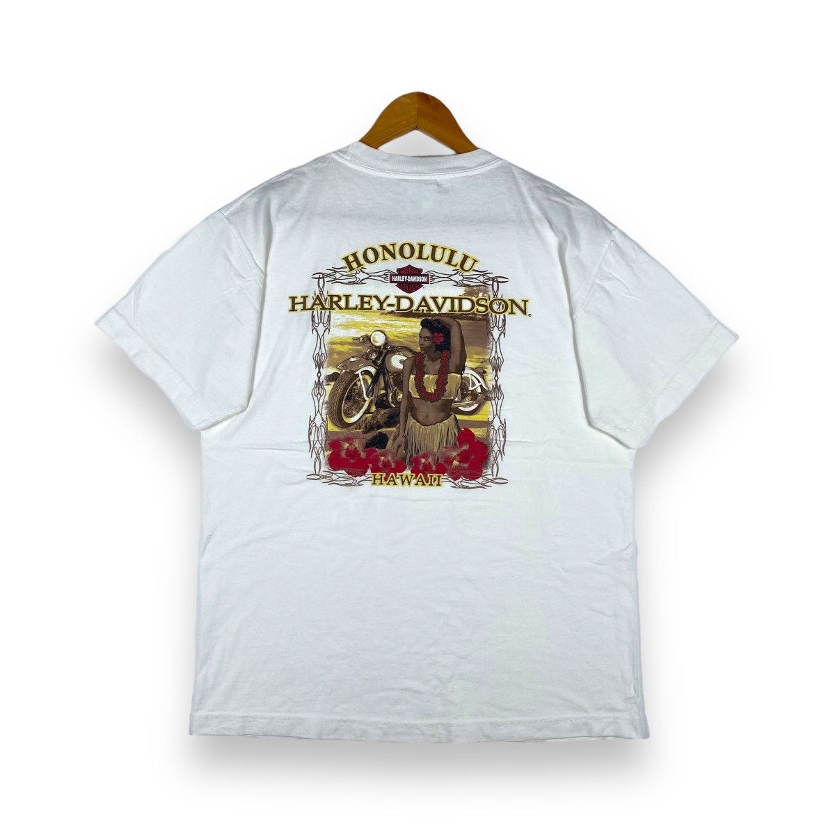 Harley Davidson × Vintage HARLEY DAVIDSON MOTORCYCLES HONOLULU HAWAII TEE Size US M / EU 48-50 / 2 - 1 Thumbnail