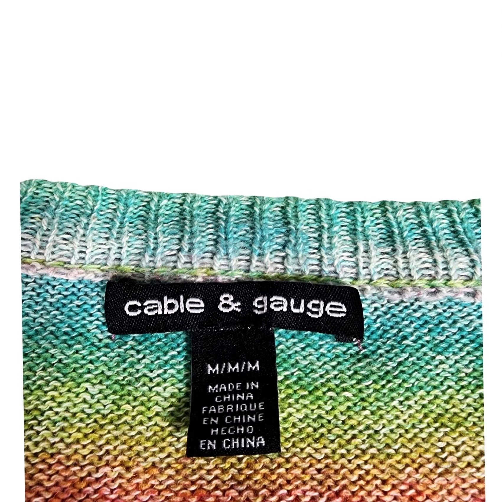Vintage Cable & Gauge Sweater Womens M Rainbow Striped Space Dye Crewneck Multi Size M / US 6-8 / IT 42-44 - 3 Thumbnail