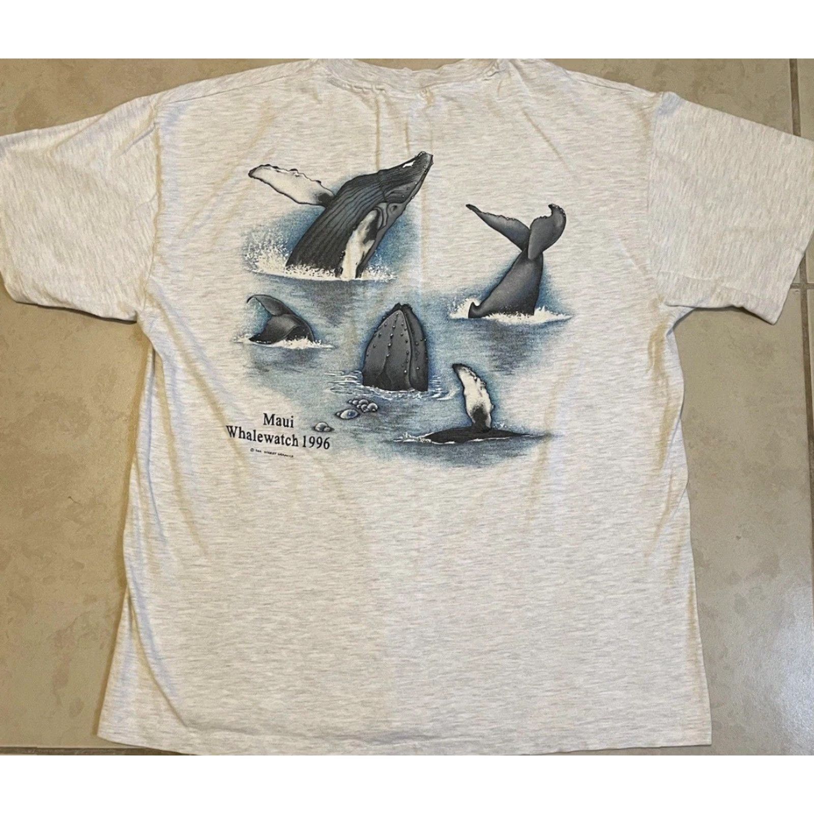 Vintage VINTAGE Maui Whale Watch 90s Shirt - Faded Gray Short Sleeve T-Shirt Men S Vintage Surf Art Grunge All Over Print Hawaii Beach Ocean Animals USA Size US S / EU 44-46 / 1 - 2 Thumbnail