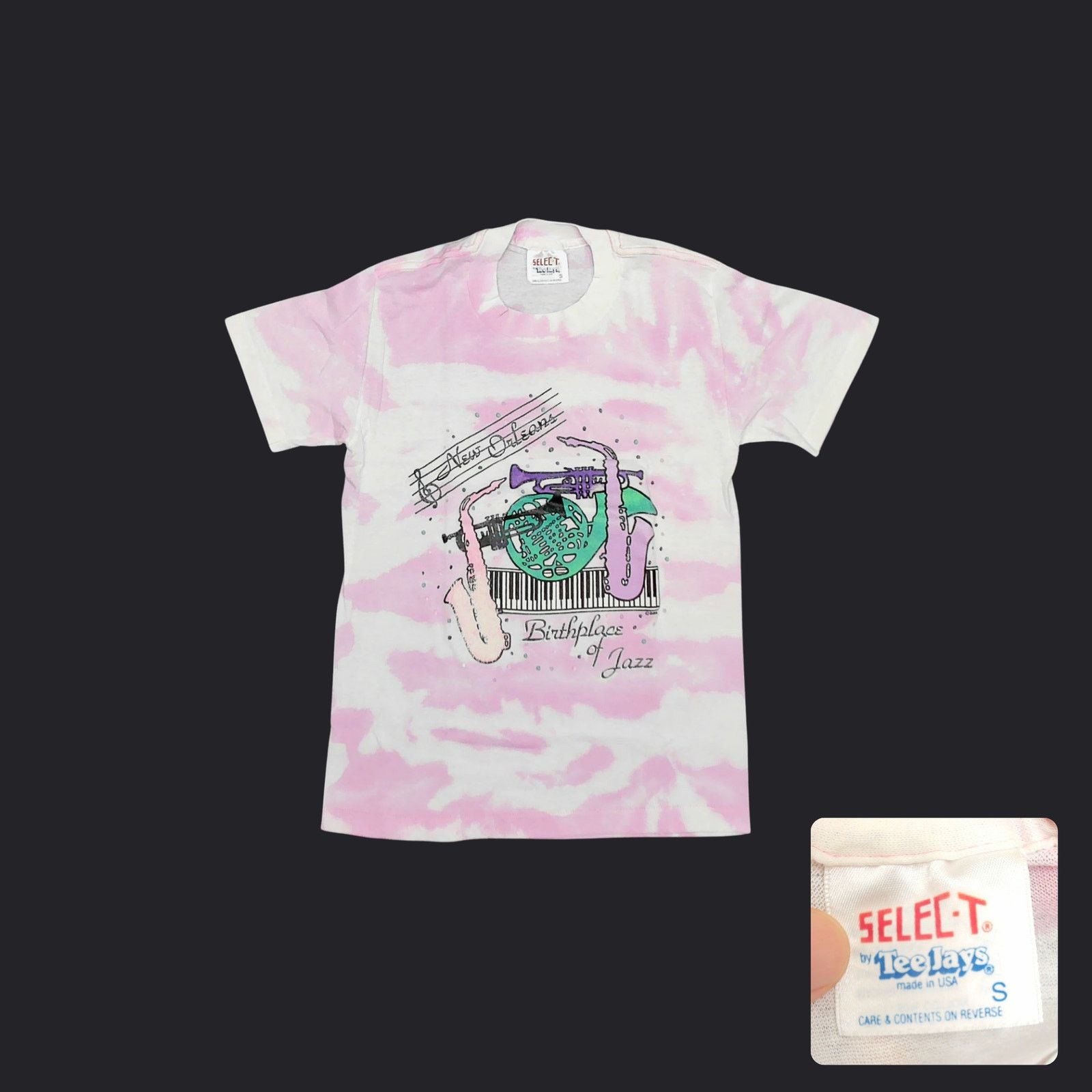 TEE JAYS 80s Tee Jays Single Stitch Pink Tie Dye Jazz Tee XS Size S / US 4 / IT 40 - 1 Thumbnail