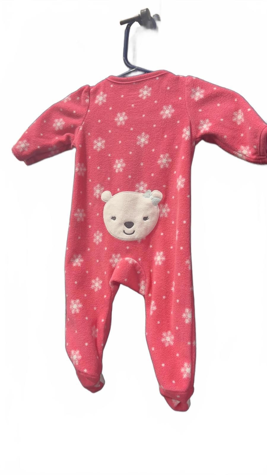 Other Carter's Child of Mine Fleece Pajama Romper Pink Snowflake Size ONE SIZE - 2 Thumbnail