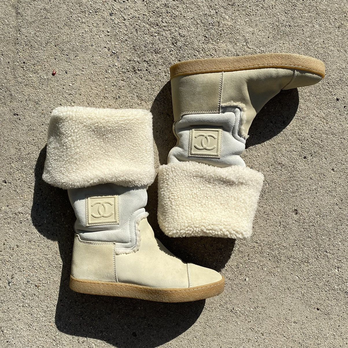 Chanel Chanel 2008 AW CC Logo Shearling Suede Calf Knee Hight Boots Size US 6 / IT 36 - 3 Thumbnail