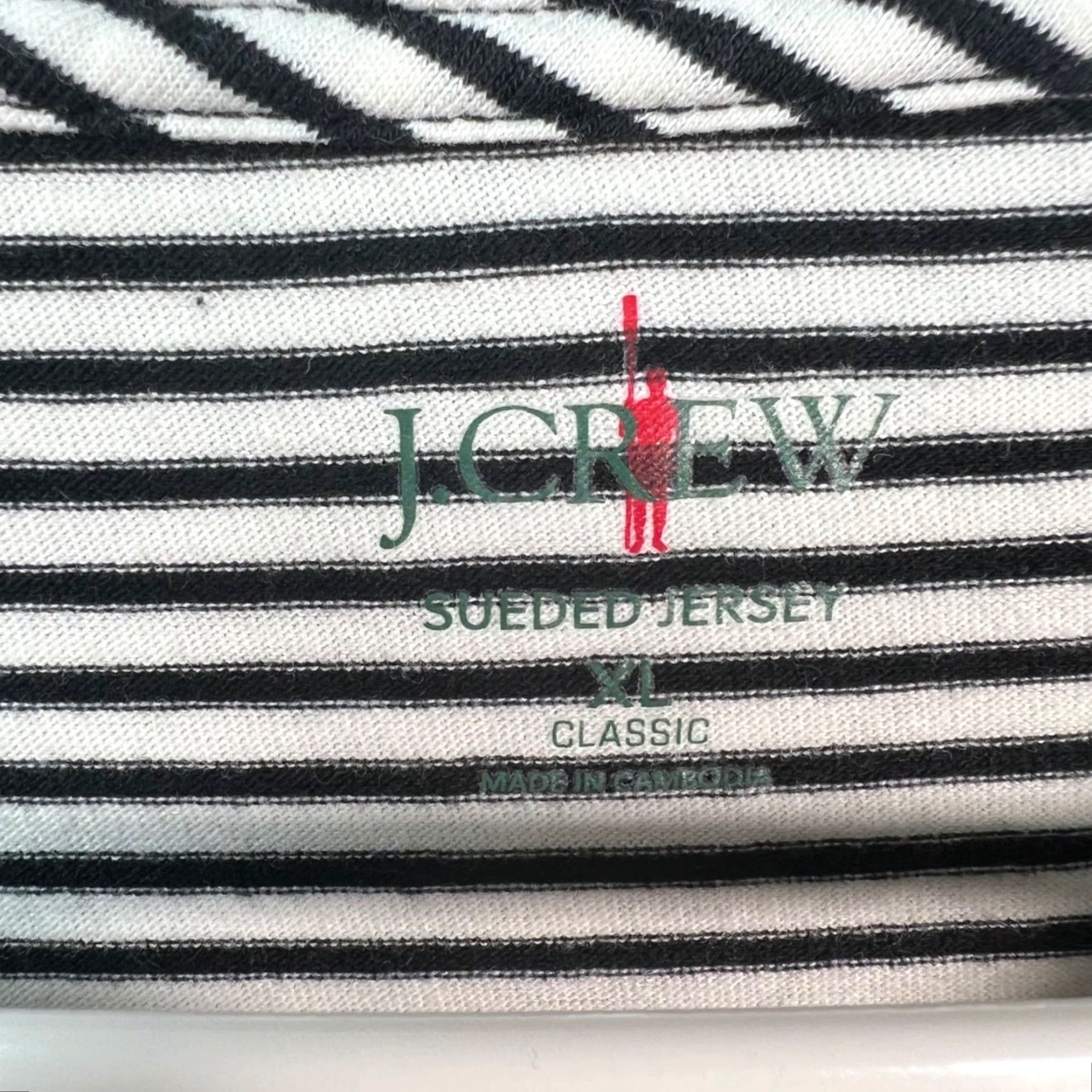 J.Crew J. Crew Mens XL Sueded Jersey Striped T-Shirt Black & White 100% Cotton Size US XL / EU 56 / 4 - 3 Thumbnail