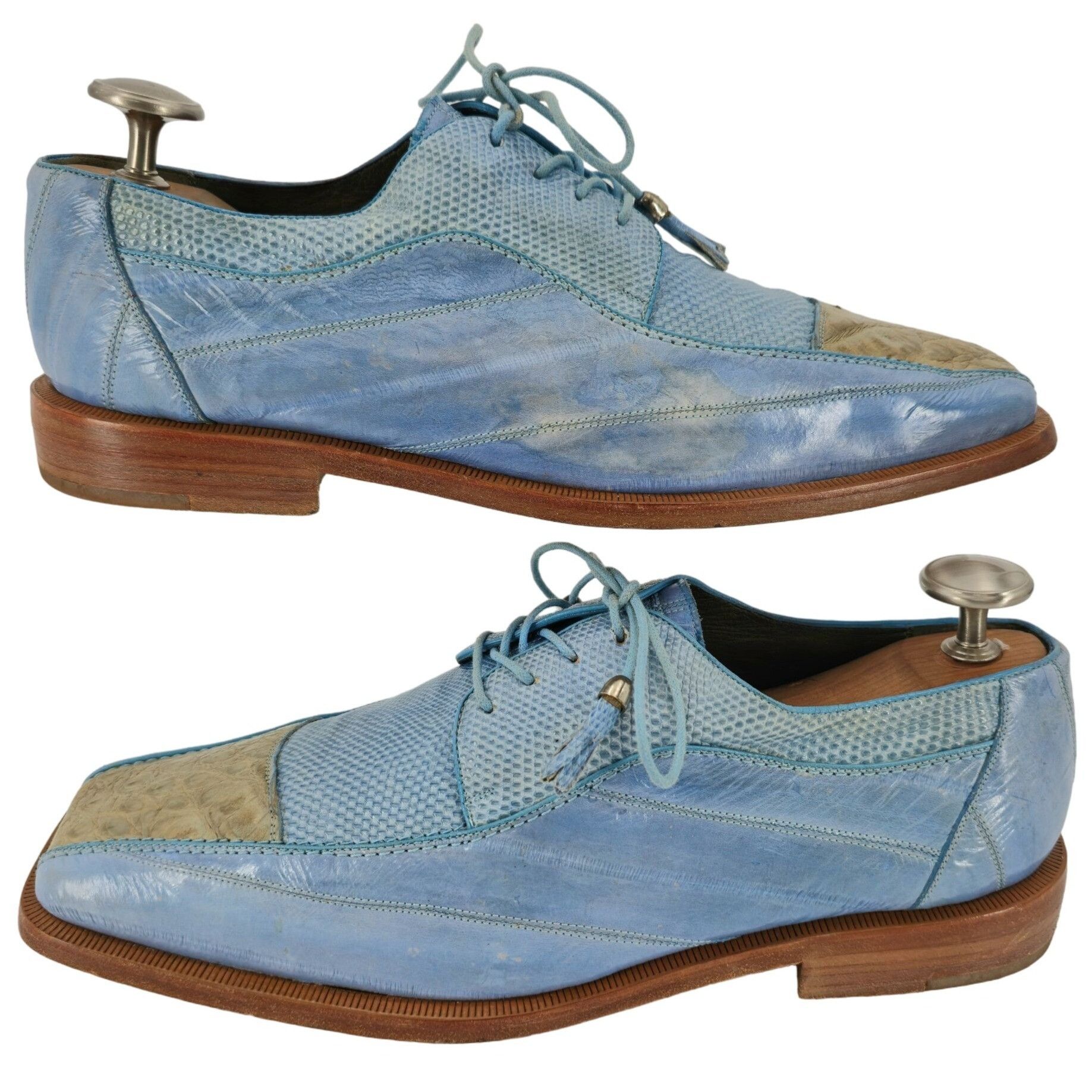 Other Vintage Exotic Romano Eel Crocodile Dress Shoes Baby Blue Cr Size US 9.5 / EU 42-43 - 3 Thumbnail
