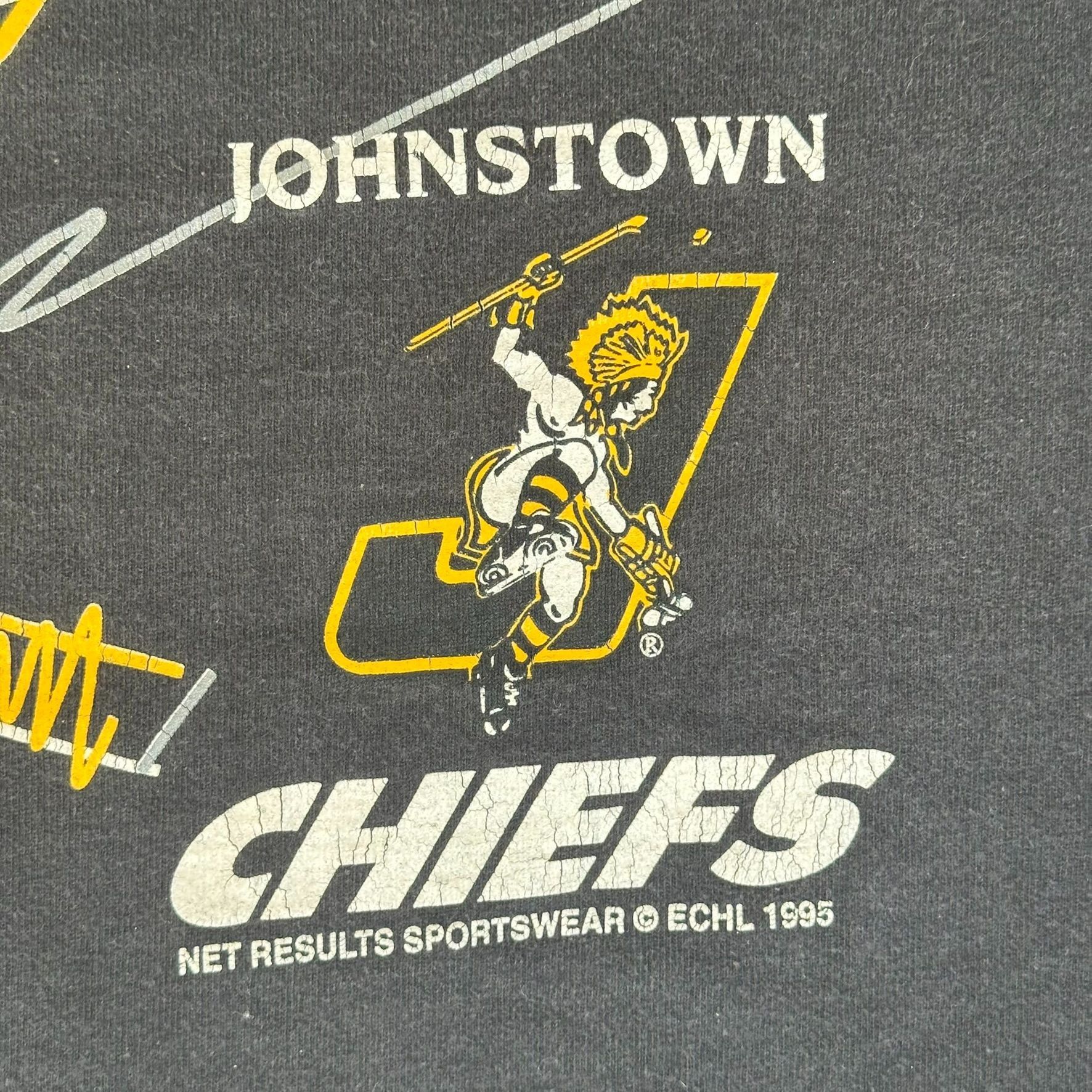 Fruit Of The Loom Vintage 90s ECHL Johnstown Chiefs Ice Hockey T-Shirt Single Size US XXL / EU 58 / 5 - 3 Thumbnail