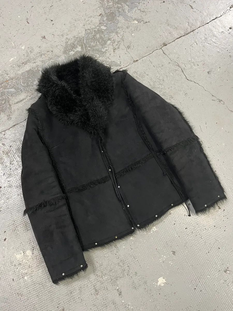 Balmain 1990s Balmain Black Faux Fur Shearling Effect Jacket Size XS / US 0-2 / IT 36-38 - 4 Thumbnail