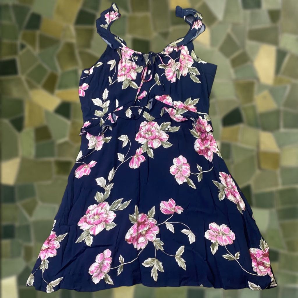 Vintage CUPCAKES AND CASHMERE Womens Mini Dress Size 4 Blue Floral Halter Casual Size S / US 4 / IT 40 - 1 Thumbnail