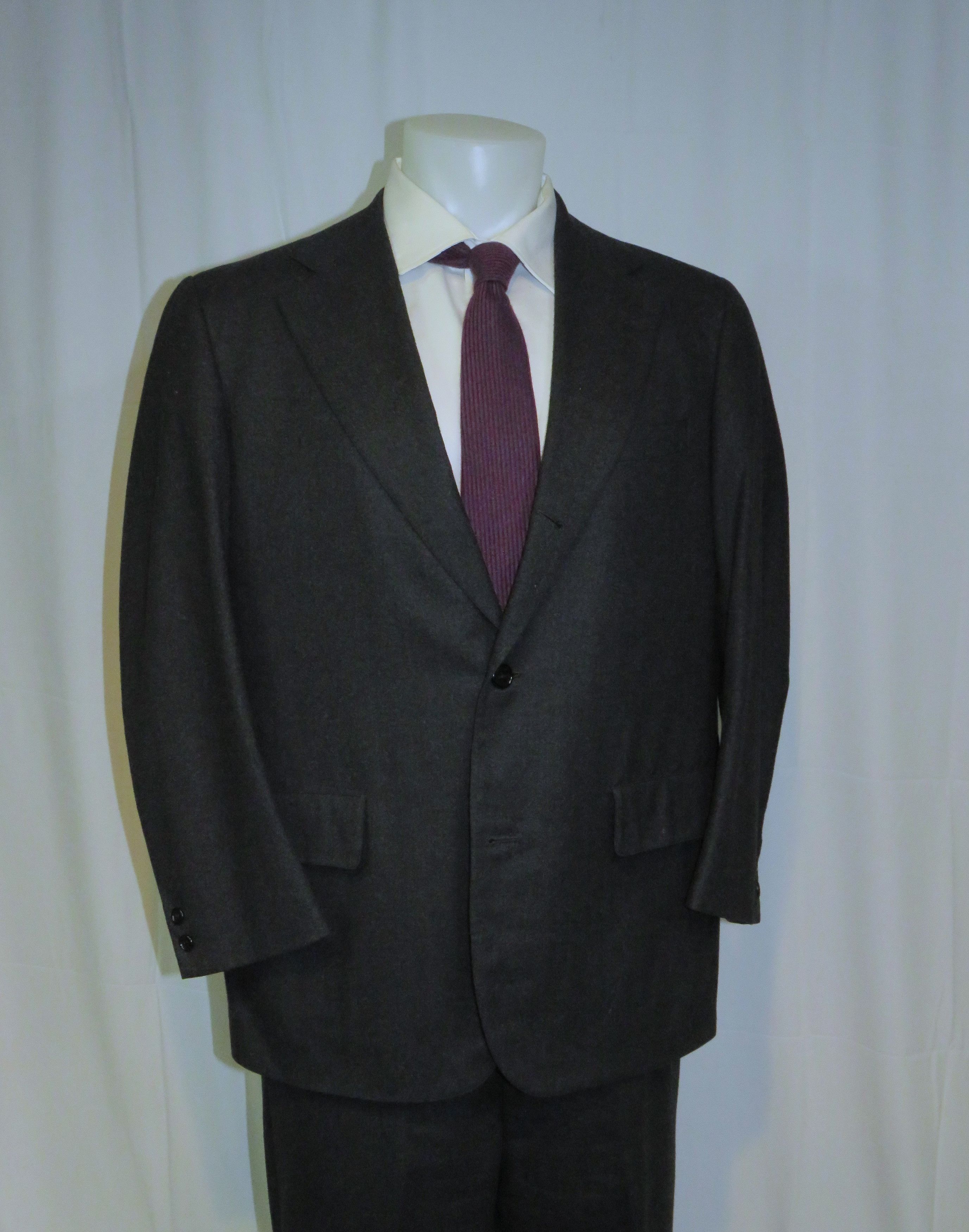 Brooks Brothers Golden Fleece Martin Greenfield Gray Flannel 3/2 Suit 42R Size 42R - 8 Thumbnail