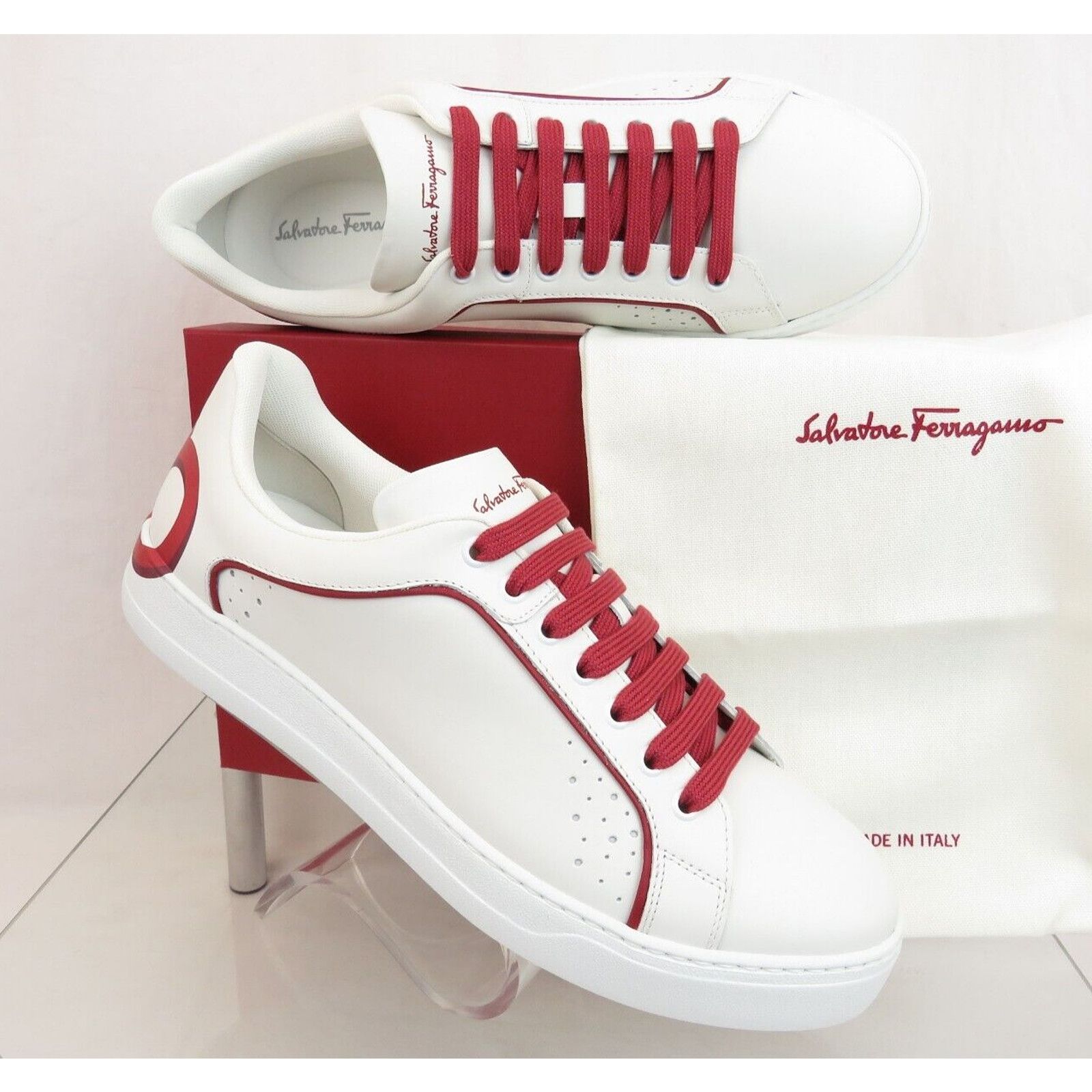 Salvatore Ferragamo FERRAGAMO MANHATTAN WHITE LEATHER GANCINI LOGO SNEAKER 10.5 Size US 11.5 / EU 44-45 - 9 Thumbnail