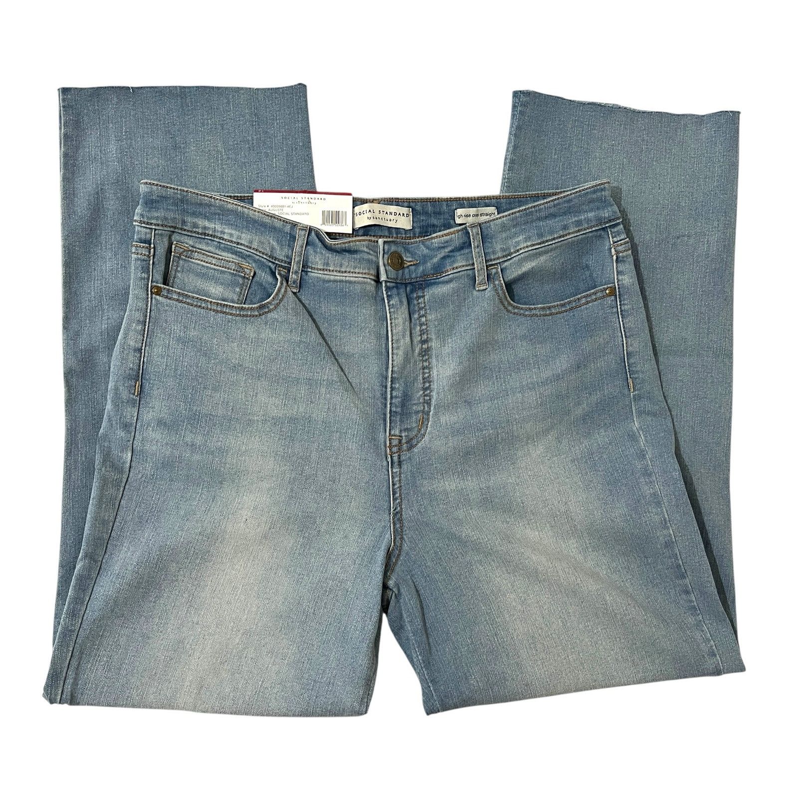 Sanctuary Social Standard High Rise Crop Straight Leg Raw Hem Jeans Size 36" / US 14 / IT 50 - 1 Thumbnail