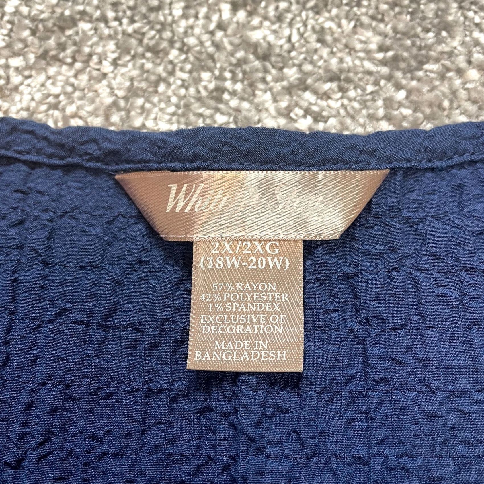 Vintage White Stag Blouse Shirt Womens 18W Blue Solid V-Neck Long Sleeve Plus Size 2X 18W-20W Fall Spring White Stag Women Blouse Size XXL / US 16-18 / IT 52-54 - 6 Thumbnail