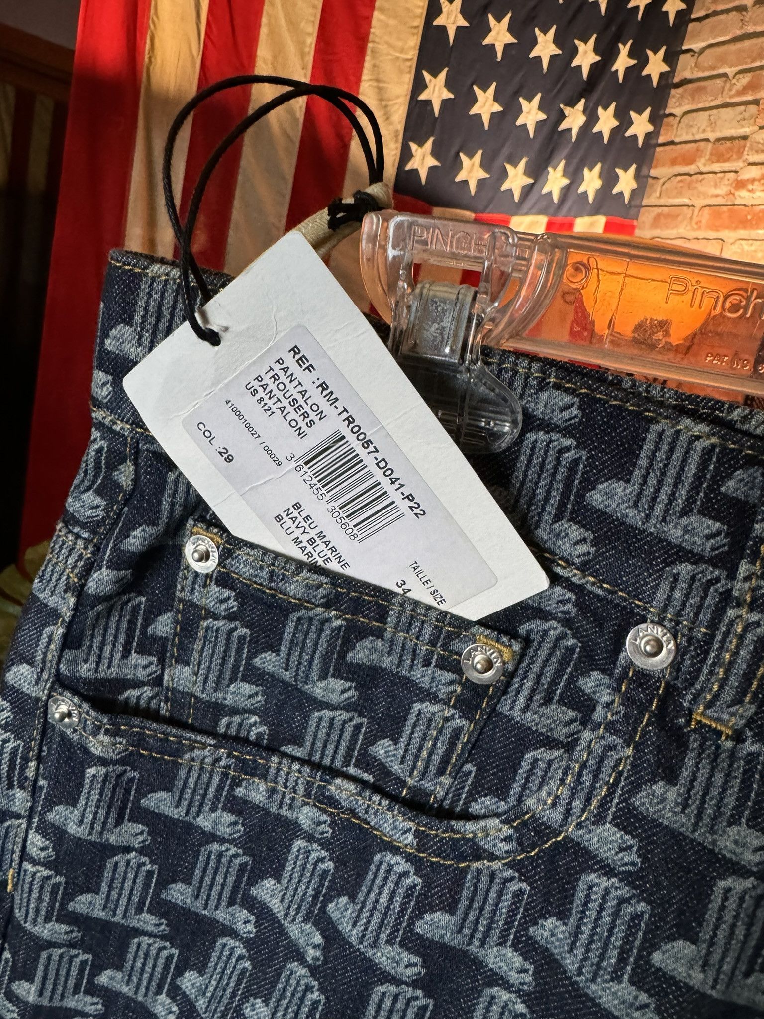 Lanvin $1025 LANVIN All-Over Monogram DENIM JEANS (sz 34) Size US 34 / EU 50 - 3 Thumbnail