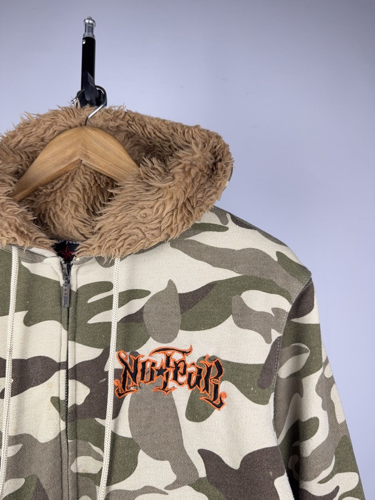 No Fear Vintage 00s Y2K NO FEAR Camo Full Zip Hoodie Mohair hood Size US S / EU 44-46 / 1 - 2 Thumbnail