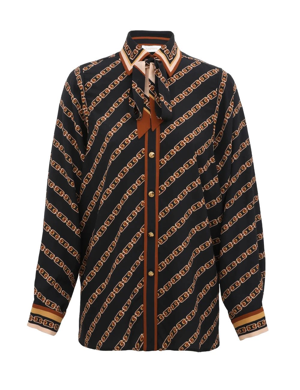 Zimmermann oc11z0226 Relaxed Shirt In Black/Brown Size S / US 4 / IT 40 - 1 Thumbnail