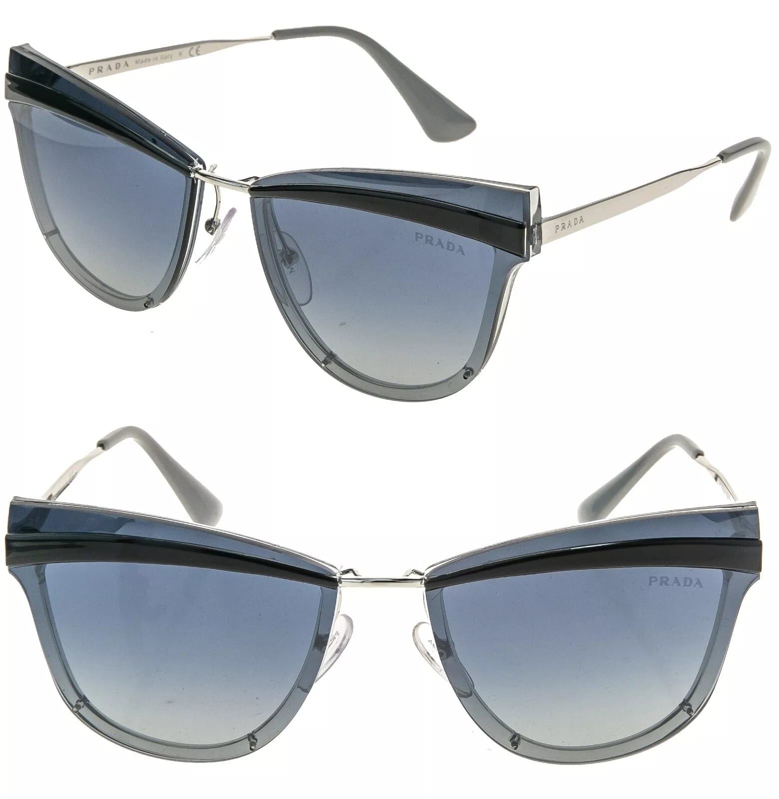 Prada PRADA 12U CINEMA Metal Sunglasses Silver Blue PR12US 12US Size ONE SIZE - 1 Thumbnail