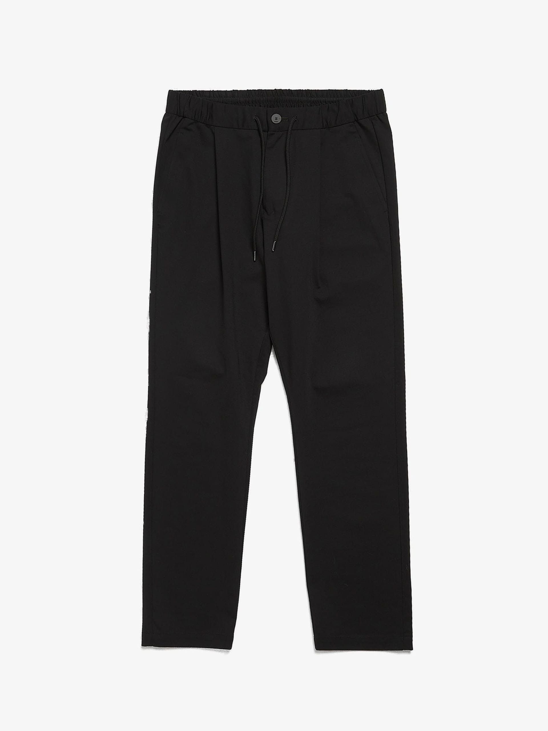 Black Cotton and Nylon Blend Pants