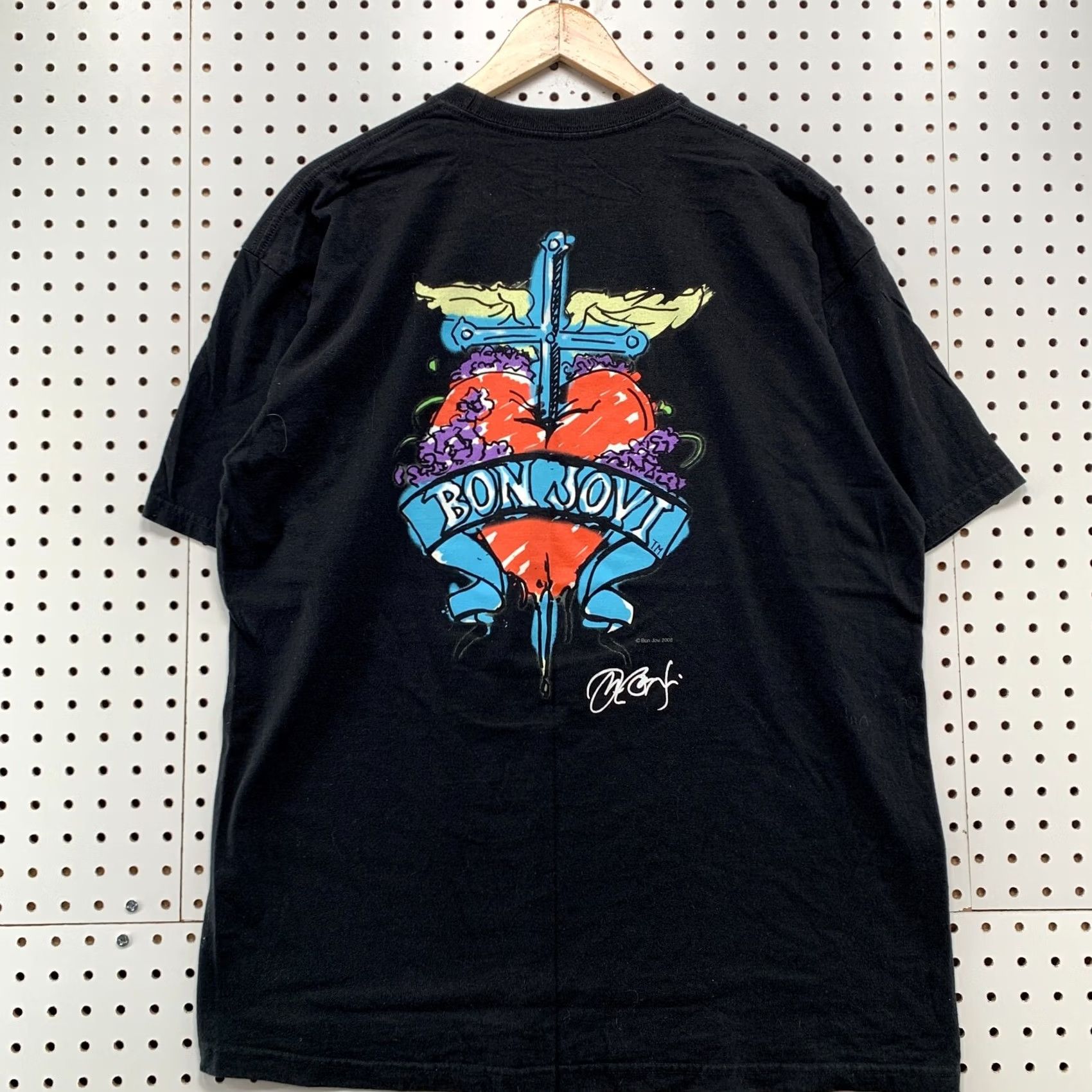 Hard Rock Cafe Hard Rock Bon Jovi Shirt Mens XL Black Music Band TEE Heart Dagger Logo 23x29.5 Size US XL / EU 56 / 4 - 2 Thumbnail