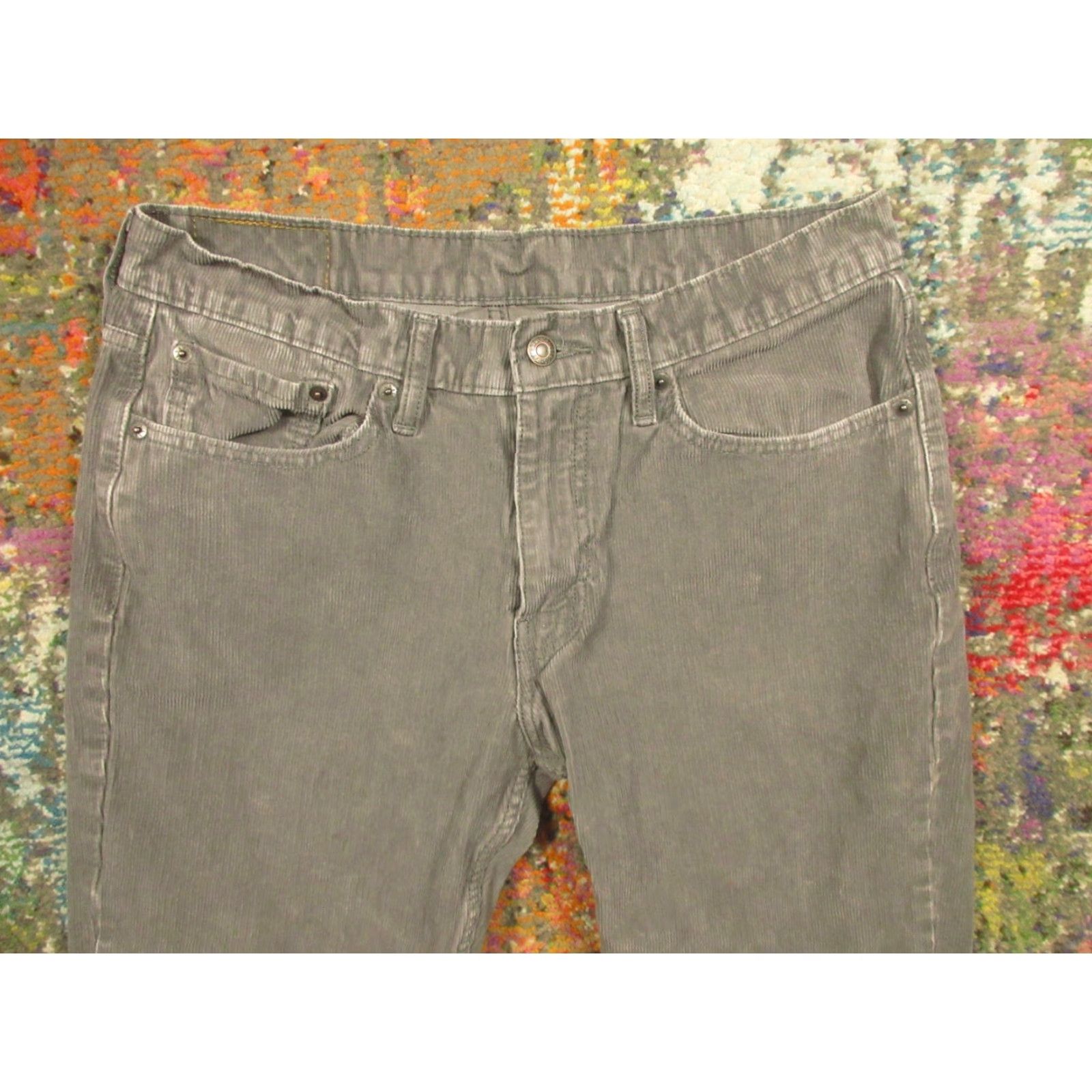 Levi's Levi's Jeans Corduroy 33x32 Gray 514 Straight Regular Mens Size US 33 - 3 Thumbnail