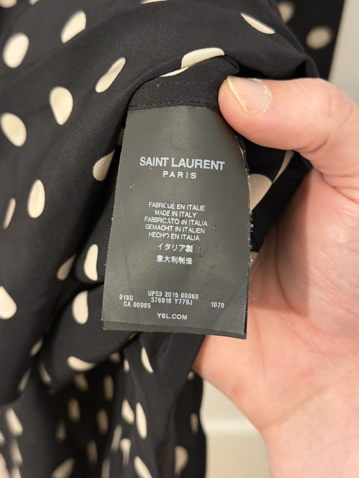 Saint Laurent Paris Saint Laurent 100% Silk Polka Dot Shirt Hedi Era Size US M / EU 48-50 / 2 - 4 Thumbnail