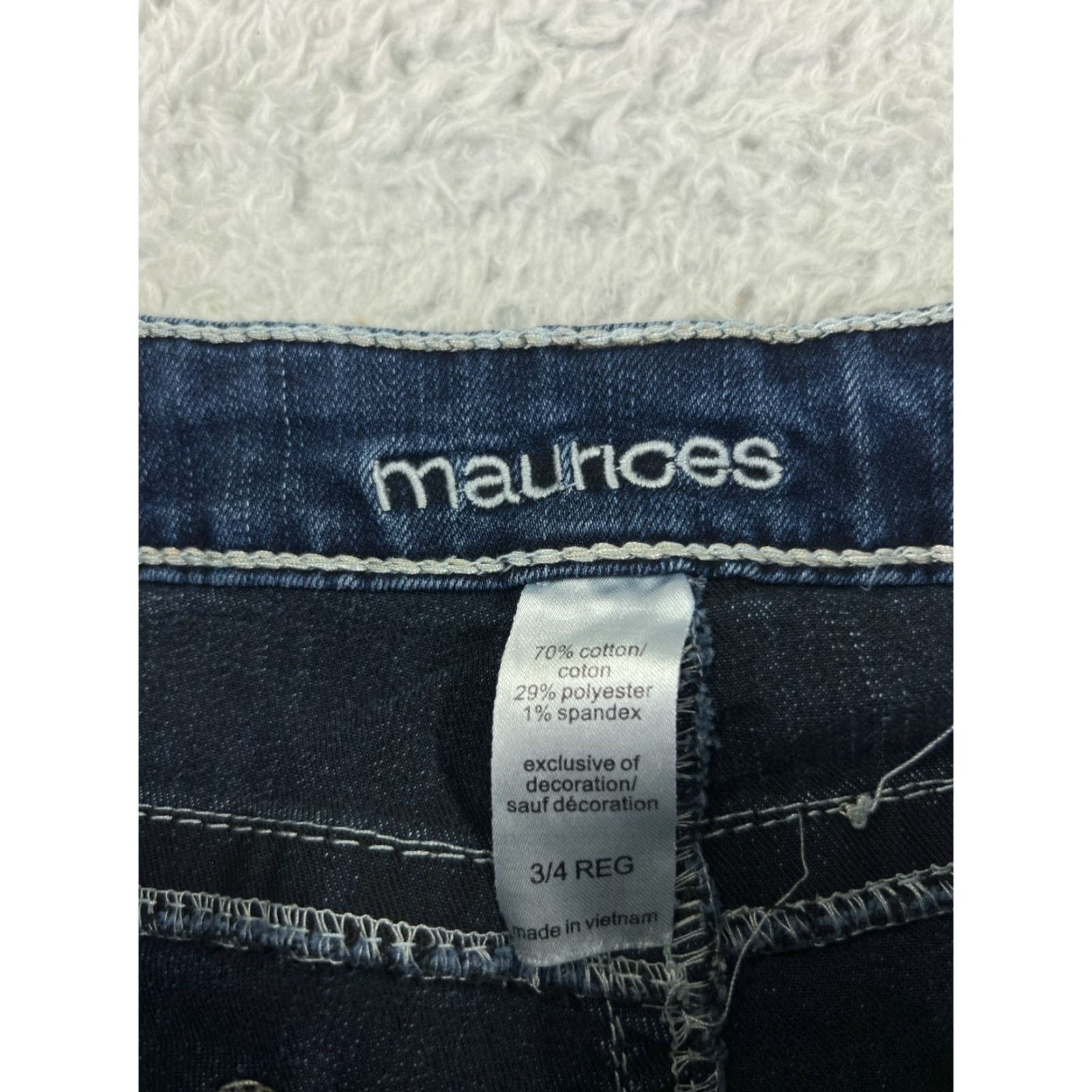Vintage Maurices Jeans Women Bootcut Denim 26x29 Low Rise 3 Pockets Zipper Distressed Blue Cotton Size 26" / US 2 / IT 38 - 6 Thumbnail