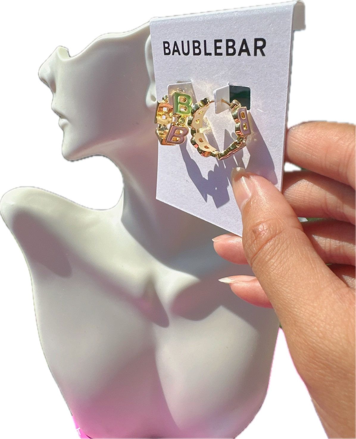 Designer BaubleBar multicolor letter B diamonds Gold Hoop clip on Size ONE SIZE - 1 Thumbnail