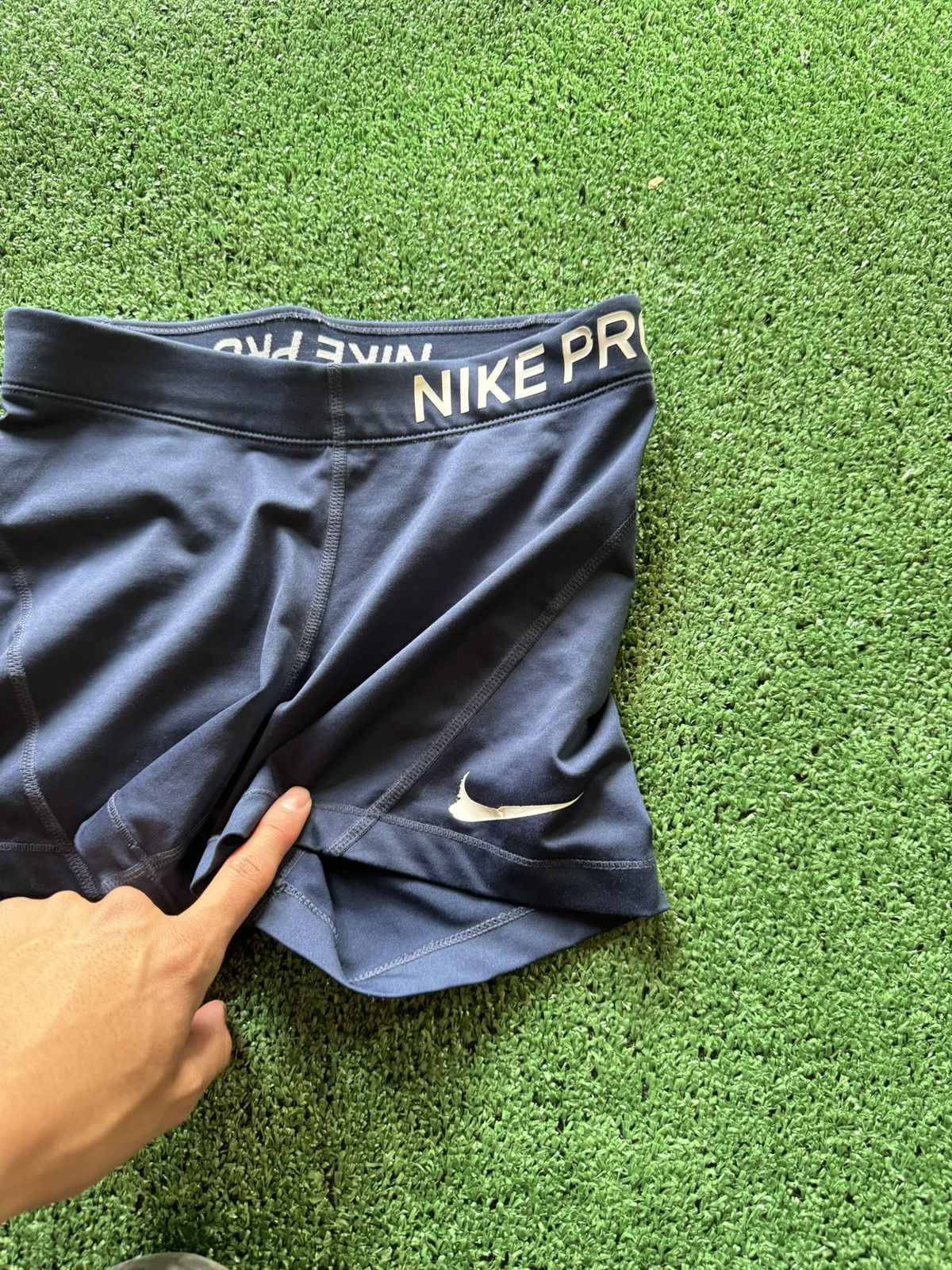 Nike × Vintage Nike Pro Women’s Compression Shorts – Navy Dri-FIT S Size 28" / US 6 / IT 42 - 3 Thumbnail