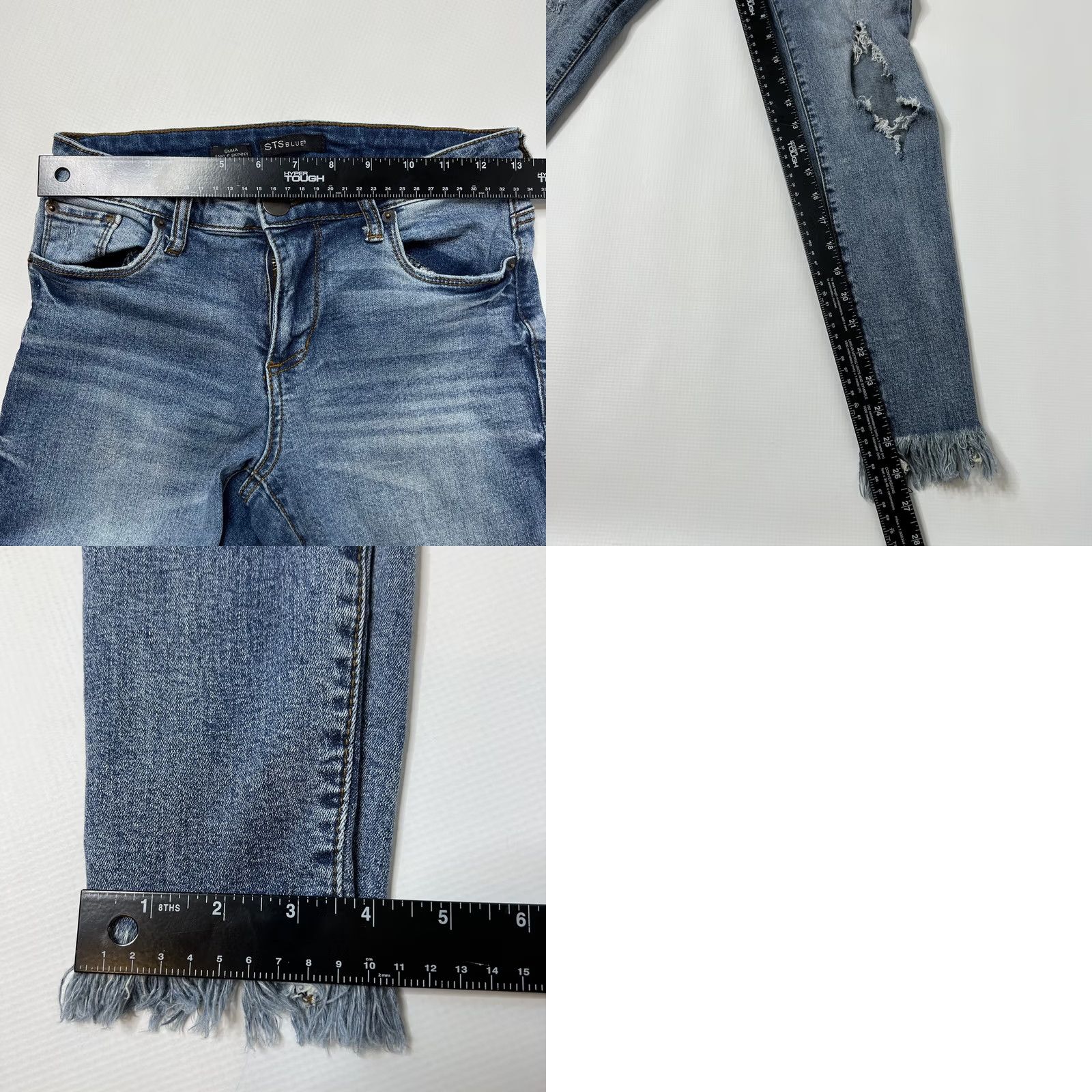 Vintage STS Blue Jeans Emma Ankle Skinny Womens Size 26 Destroyed Distressed 26 Inseam Blue Denim Size 26" / US 2 / IT 38 - 8 Thumbnail