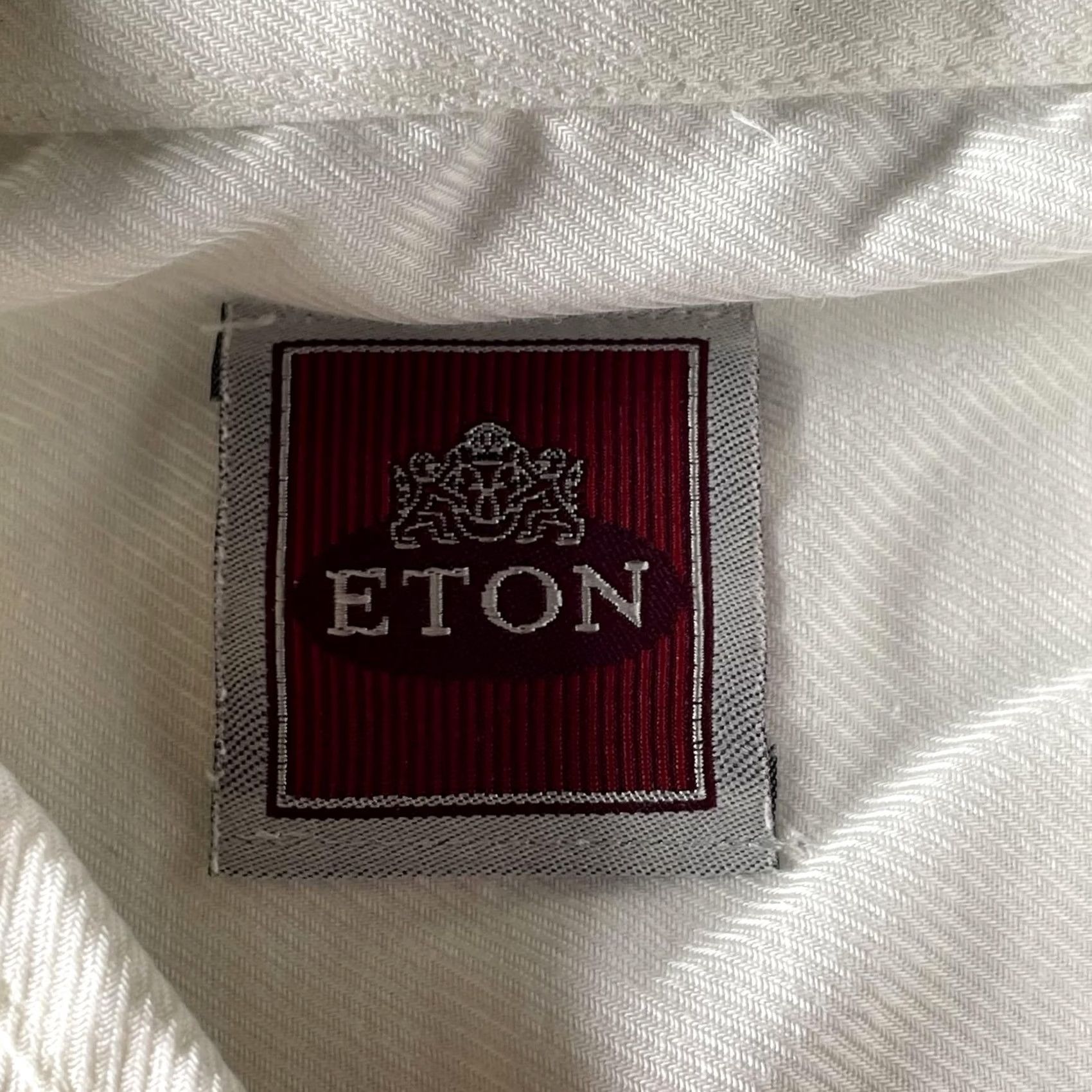 Eton VINTAGE Eton Shirt Mens Large White Twill Long Sleeve Dress Button Front Chest Pocket Size 42R - 2 Thumbnail