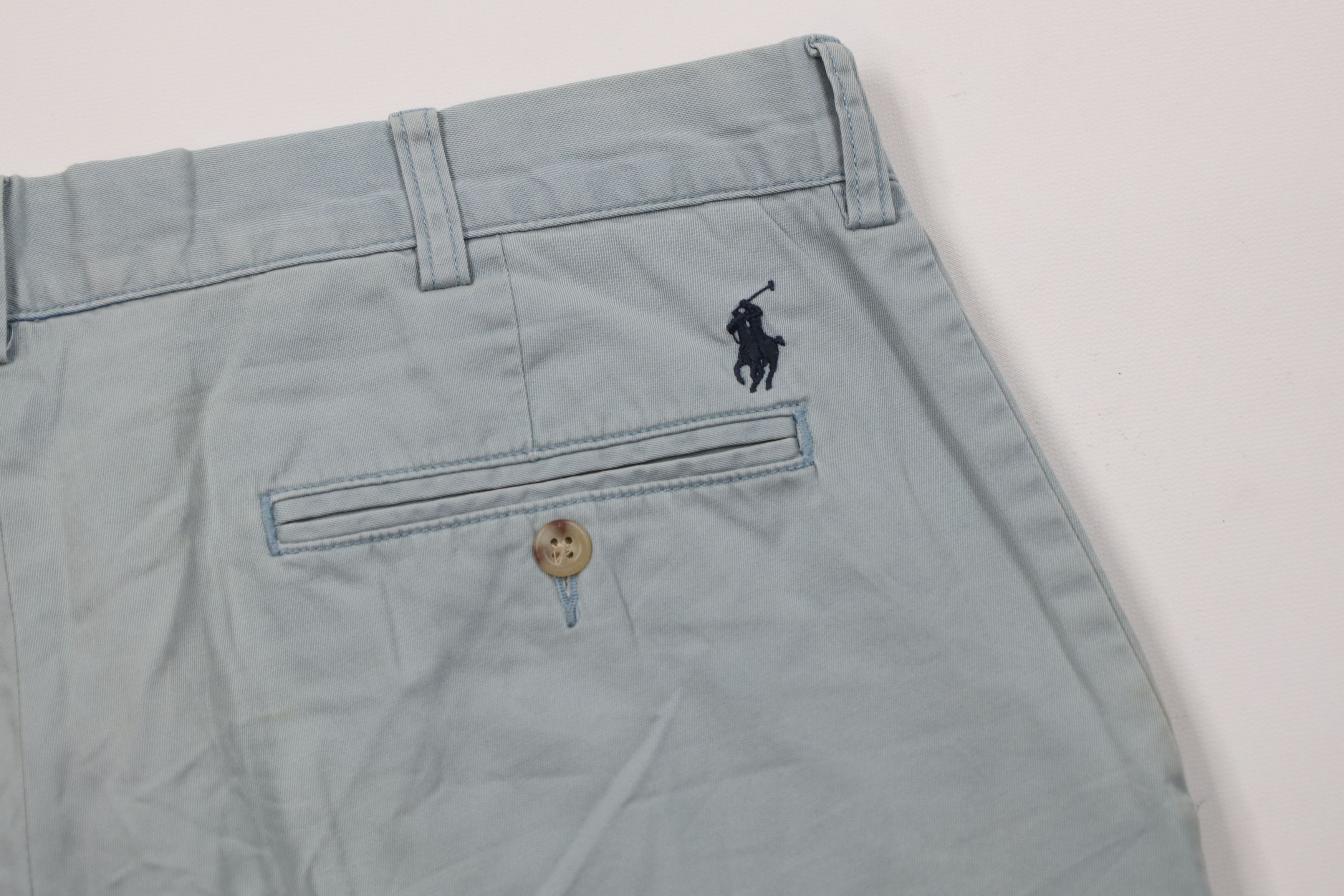 Ralph Lauren × Vintage Vintage 90s Ralph Lauren Above Knee Chino Shorts Light Blue Size US 34 / EU 50 - 15 Thumbnail
