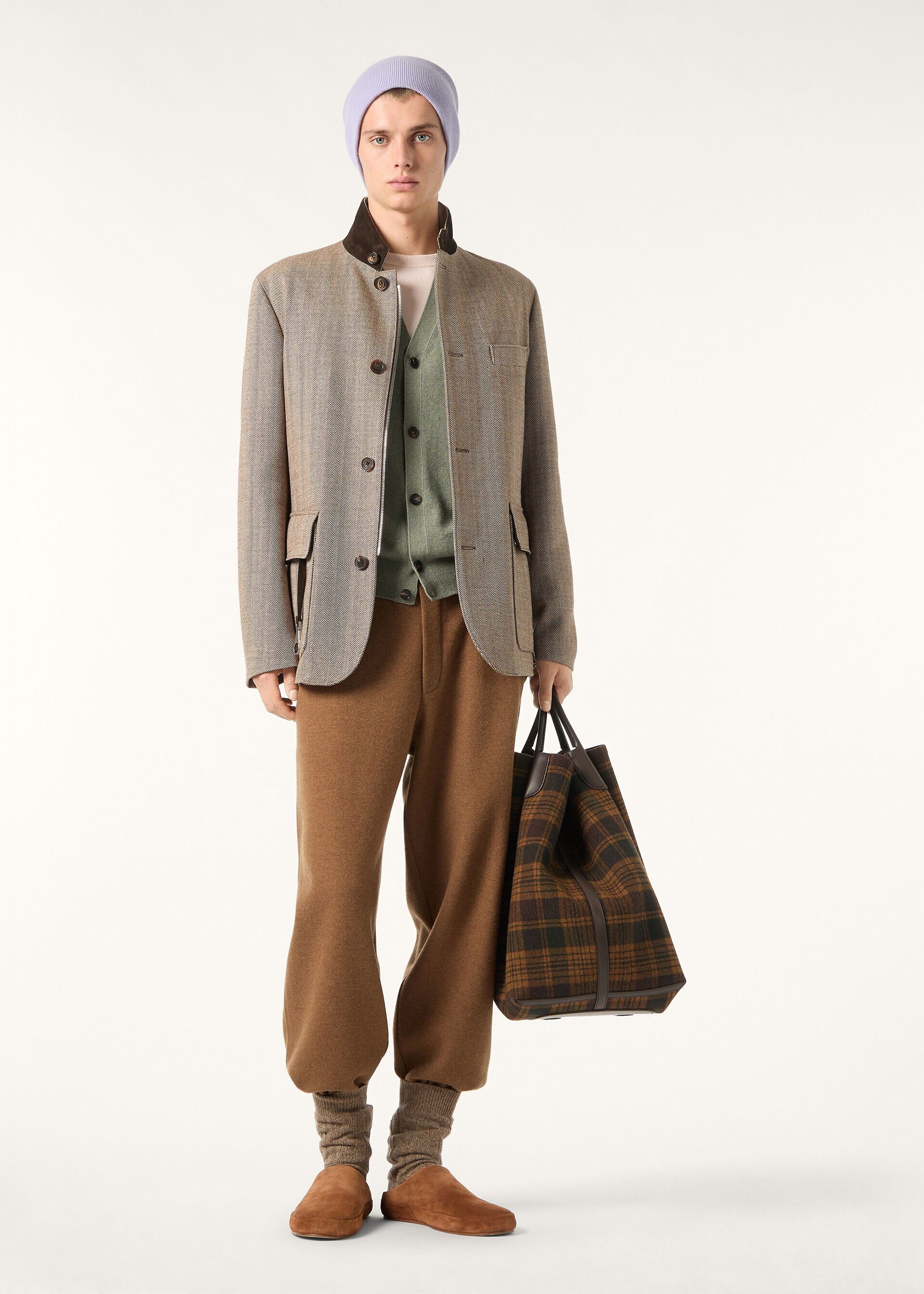 Loro Piana os11x0226 FAQ7965 Roadster Jacket in Chocolate Herringbone Size US XL / EU 56 / 4 - 2 Thumbnail