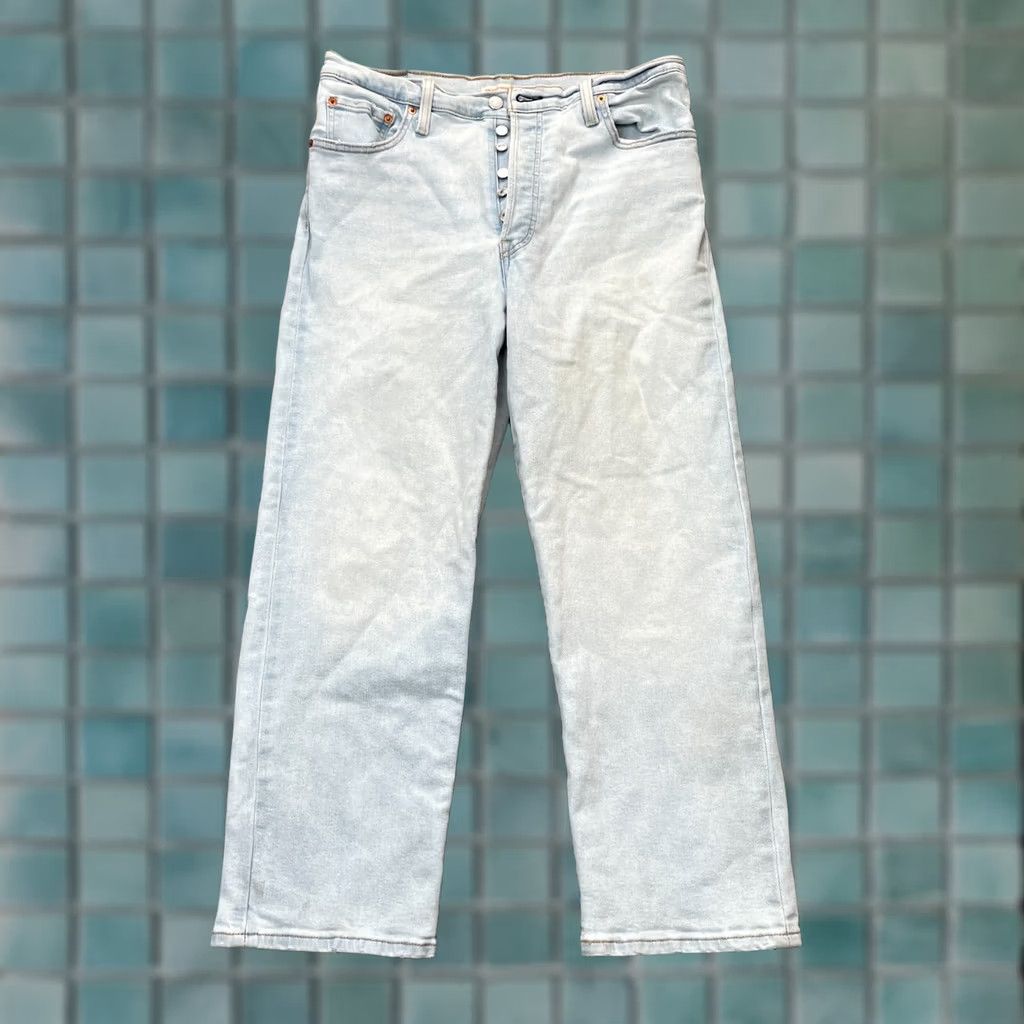 Levi's Levi's Jeans Womens 32 Blue Ribcage Straight Ankle Denim Cotton Logo Medium Wash Jeans Size 24" / US 00 / IT 34 - 1 Thumbnail