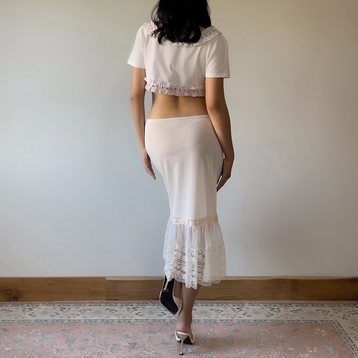 Victoria's Secret Victoria’s Secret 1990s White Eyelet Lace Crop Top (S–L) Size L / US 10 / IT 46 - 6 Thumbnail